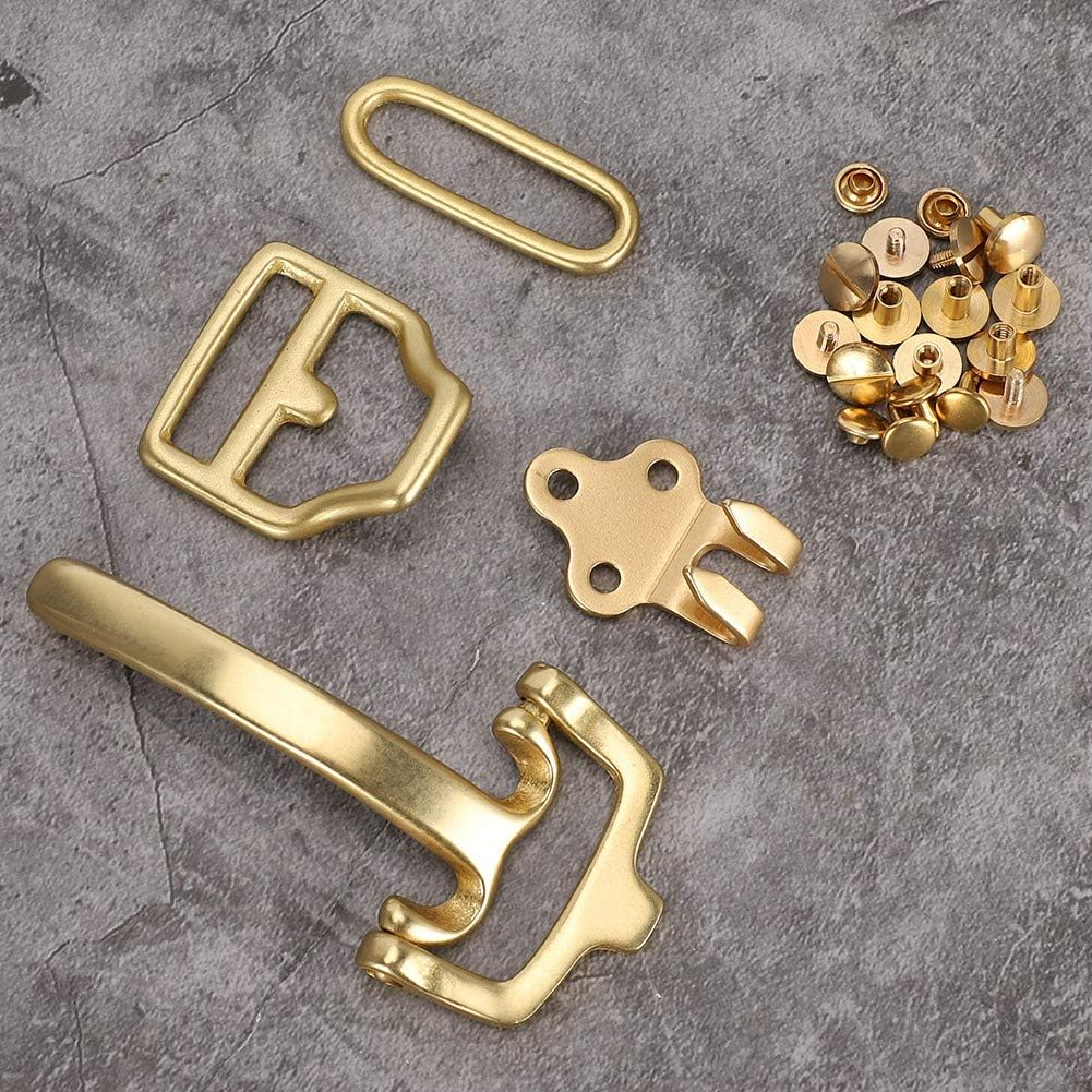Pure Brass Belt Buckle Set, D-Shaped Polished Brass Buckle for Men and Women, Classic Cavalryman Design, Environmental Protect Wasit Belt Hardware Accessories image number 1