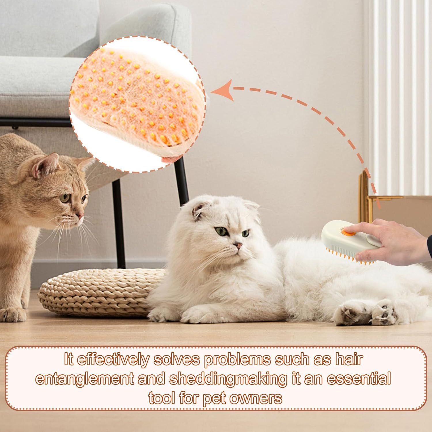 Cat Brush with Steam, 3-In-1 Steam Brush Cat, Steam Cat Cleaning Brush, Multifunctional Dog Steam Brush, Self Cleaning Steamy Cat Brush, for Cats and Dogs for Hair Removal image number 1
