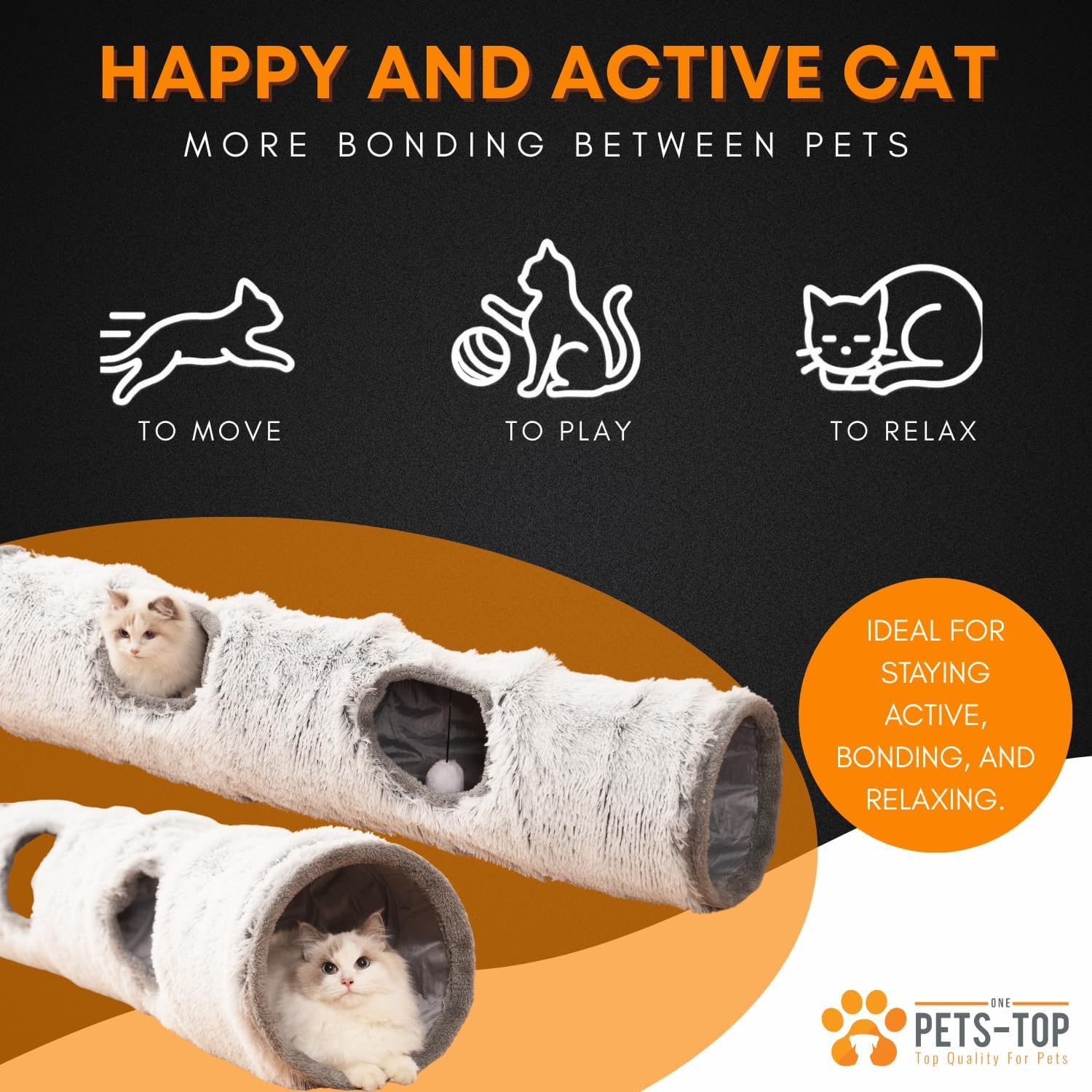 One PETS-TOP Cat Tunnel Long, XXL Cat Tunnel, Large Cats, Rustling Tunnel for Cats, Interactive Cat Toy for Indoors, Made of Soft Plush image number 6