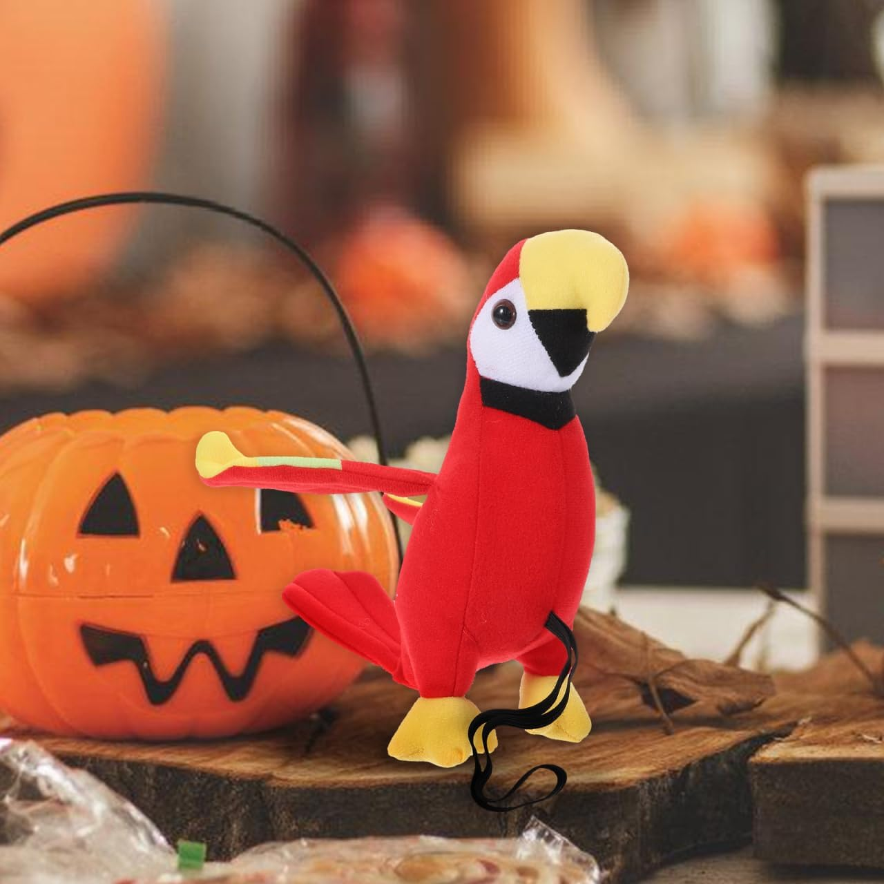 HOLIDYOYO Halloween Stuffed Pirate Parrot on Shoulder and Pirate Eye Patch, Halloween Pirate Party Costume Set, Plush Parrot Toys Accessory with Elastic Straps & Colorful Design image number 1