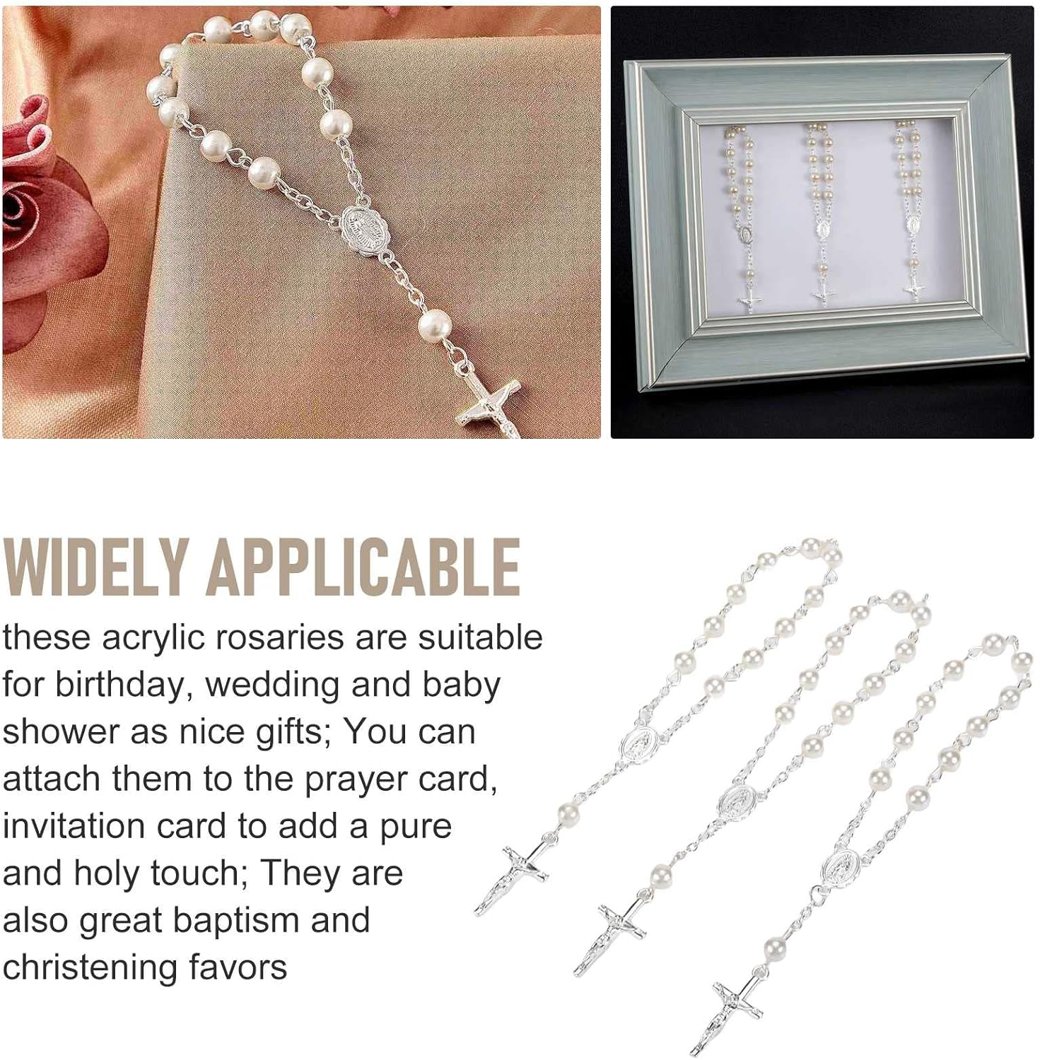 30Pcs Baptism Rosary Beads Finger Baptism Rosaries Faux for Baptism Favors Favors Communion Favors image number 3