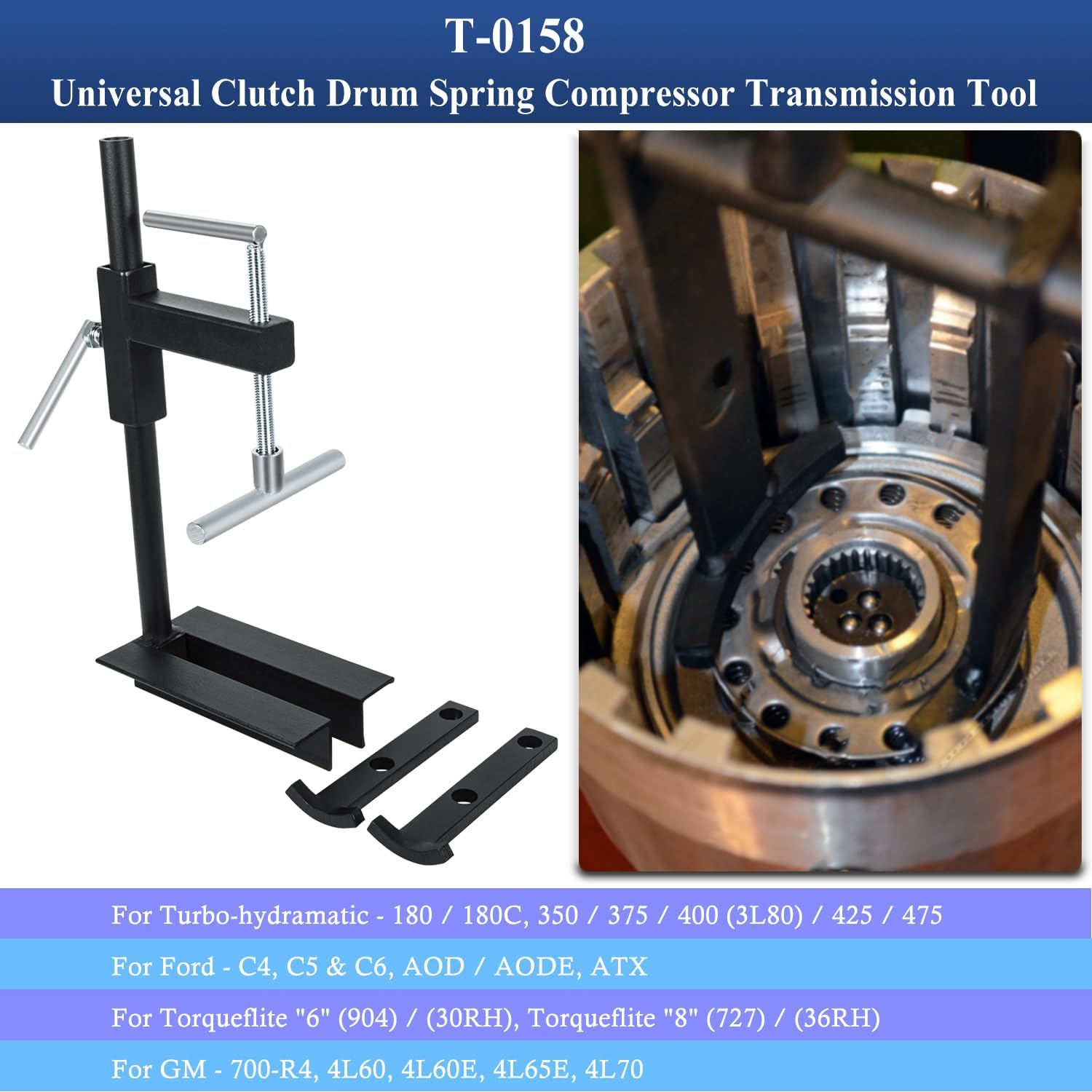 Bonbo T-0158 Universal Clutch Drum Spring Compressor Transmission Tool Heavy Duty Steel image number 1