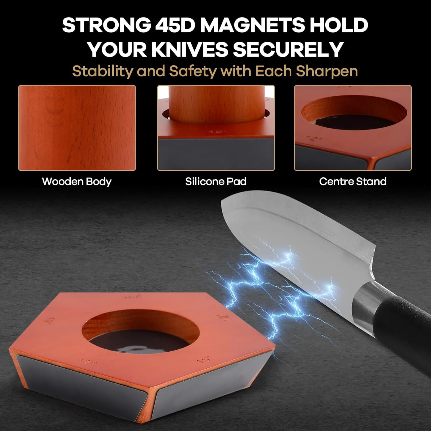 Knife Sharpener - Professional Rolling Knife Sharpener Tool Kit for Kitchen Knives - Knife Sharpening Made Easy - Diamond Discs Offer 5 Magnetic Angles (12&deg;/15&deg;/17&deg;/19&deg;/22&deg;) - Kitchen Gadgets & Gifts image number 5