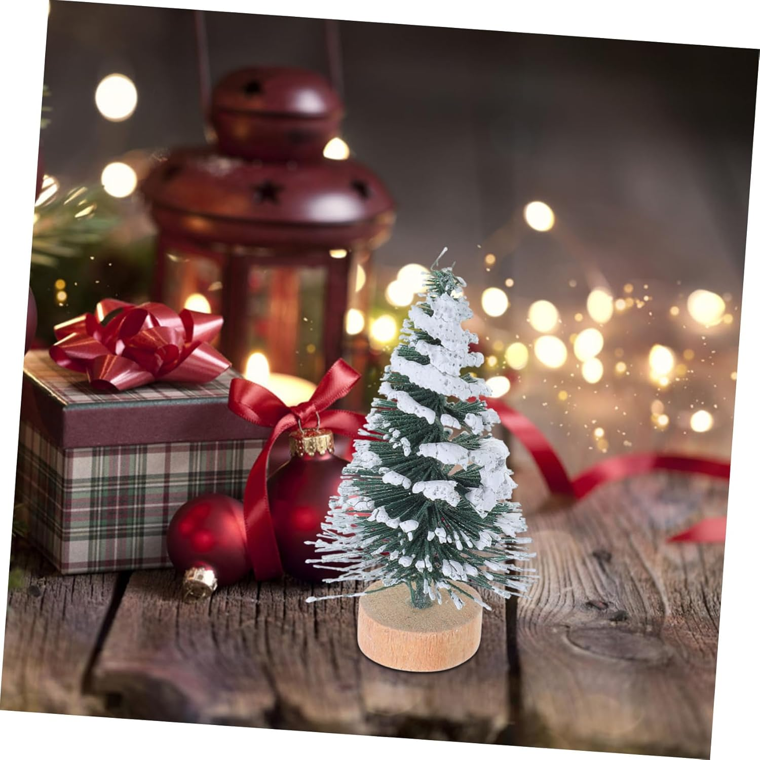 10Pcs 5Cm Mini Snow-Covered Pine Christmas Tree Decor, Flocked Tabletop Xmas Party Ornaments for Home and Desktop Seasonal Decoration