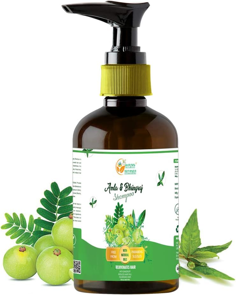 Herbs Botanica Herbal Amla and Bhringraj Shampoo 6.76 Fl Oz | 200 ML SLS Parabeen Free for All Hair Types image number 1