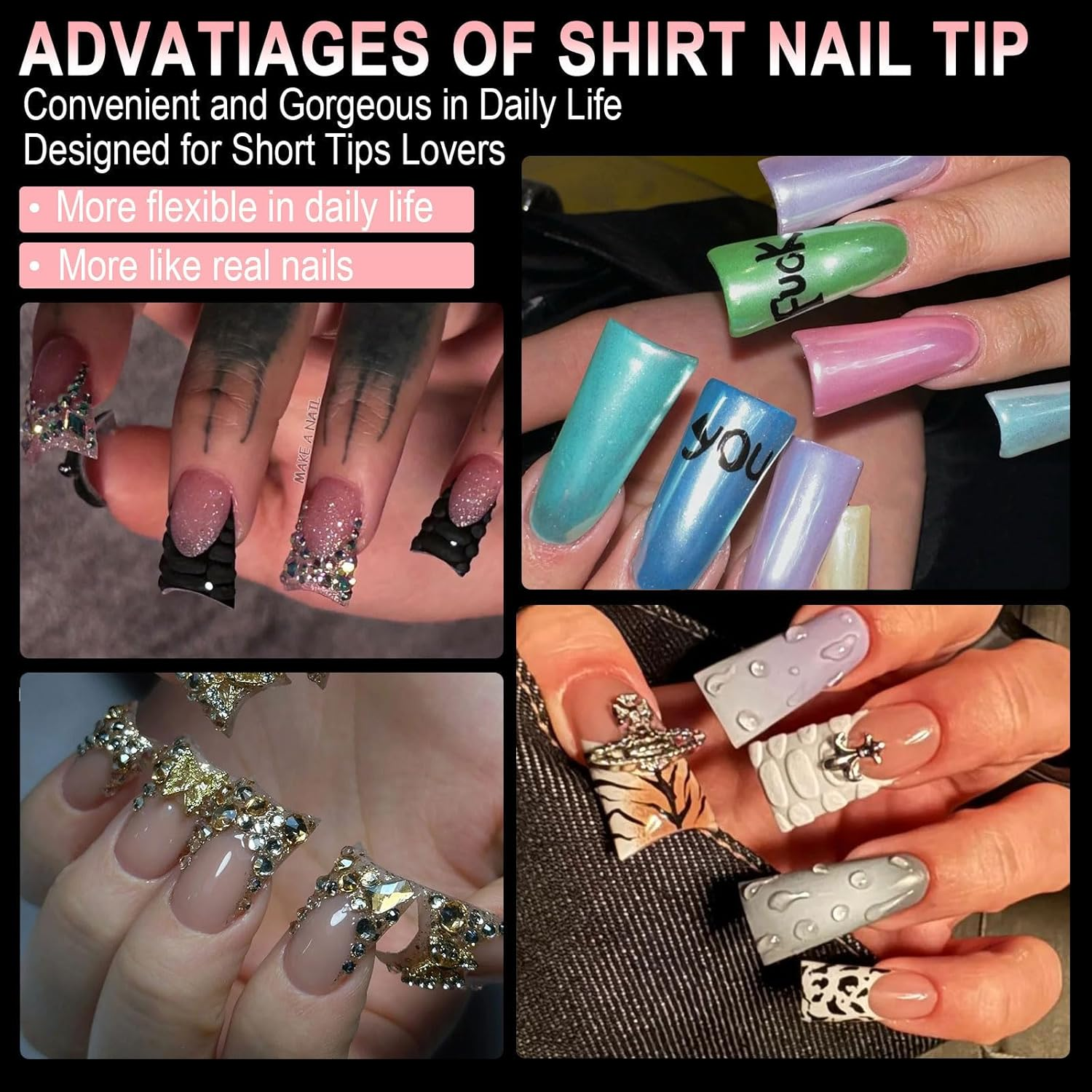 YIGZYCN 504X Duck Nail Tips Clear Nail Tips Half Cover False Nail Press on Nail Tips Curved Nail Tips Manicure Tools image number 5