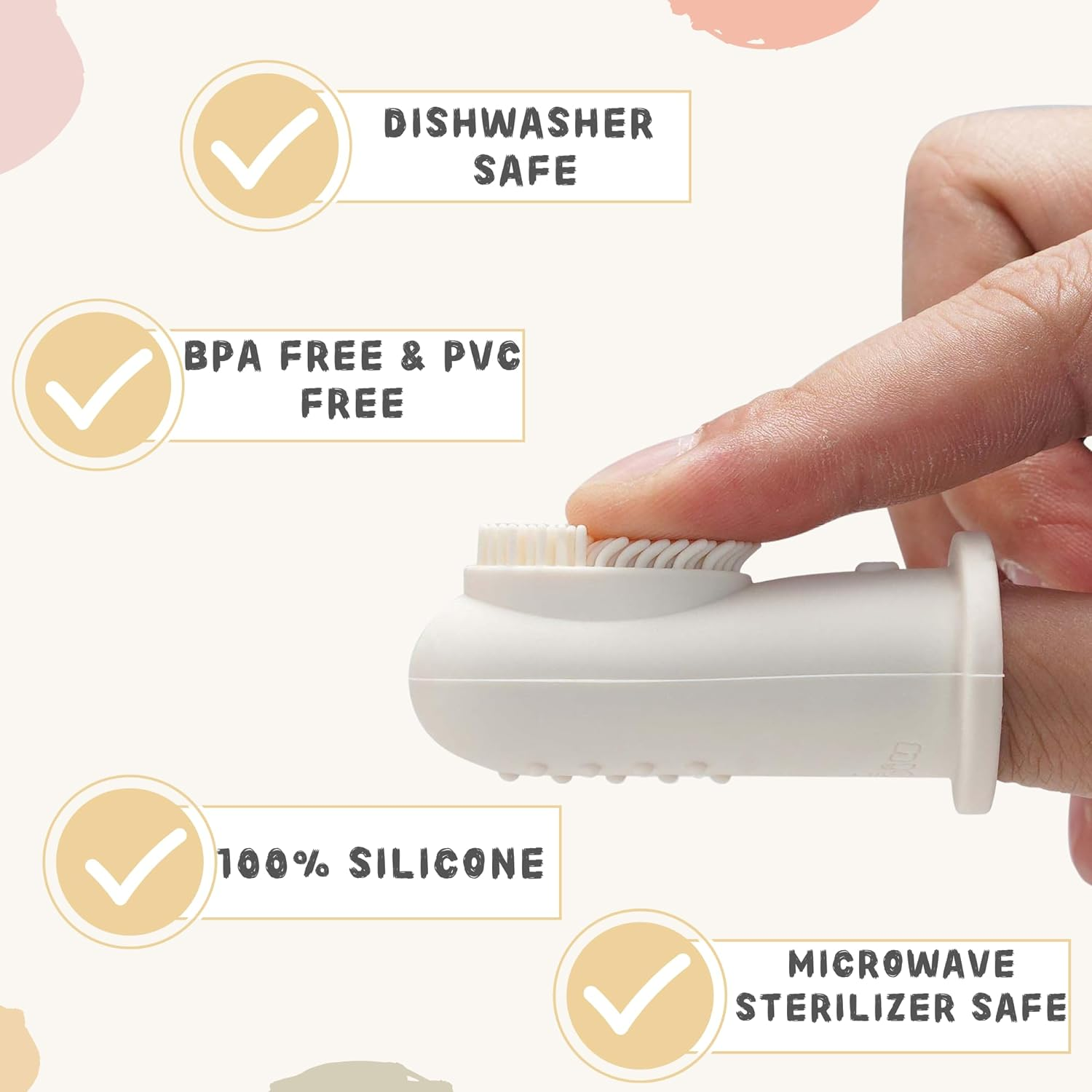 Baby Toothbrush Finger Kit, Two Finger Brushes Oral Cleaner Kit for 3 Months +, 2 Piece (Cloud/Mint) image number 3