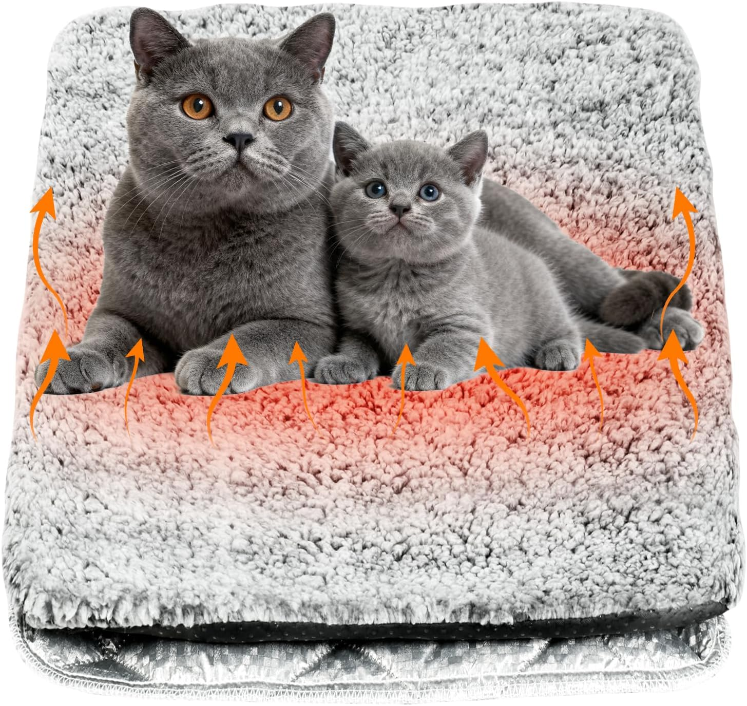 Adiwo Cat Self-Heating Pad, 70 X 48Cm Self-Heating Pet Mat, Cozy Calming Cat Blanket, Electric-Free Heated Mat, Removable Cover with Zipper, Non-Slip, Machine Washable, for Fiting Most Pets (A)