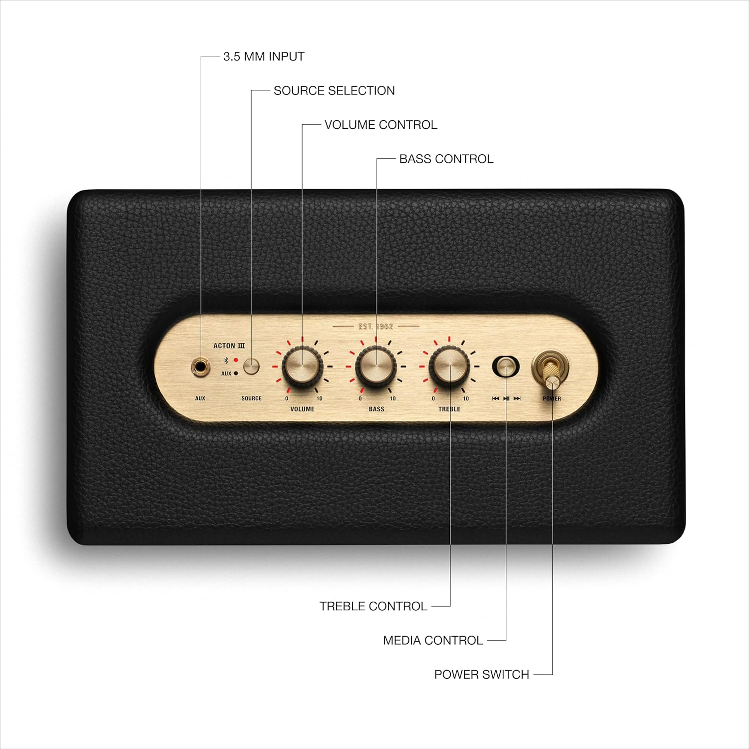 Marshall Acton III Bluetooth Speaker, Wireless - Black (1006006) image number 5