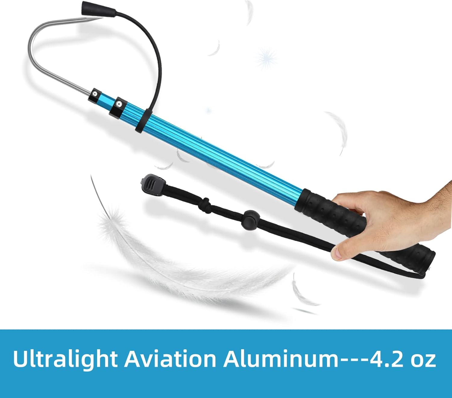 KOMCLUB Telescopic Fishing Gaff, Aluminum Fishing Spear Hook Tackle, Portable Fish Gaff Pole with Nonslip Handle, for Freshwater and Saltwater Fishing Offshore, Float When Extending image number 5