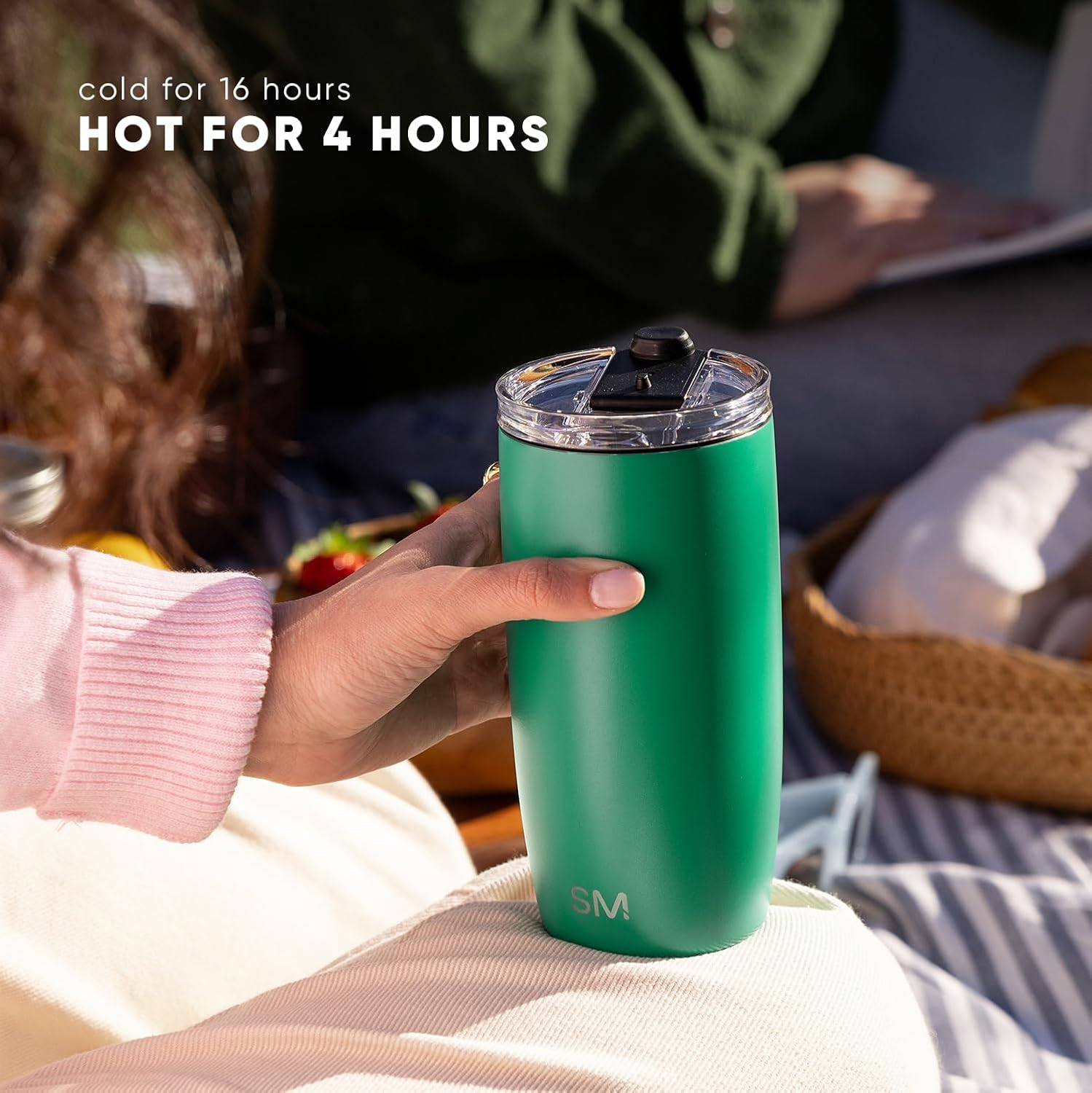 Simple Modern 12Oz Voyager Travel Mug Tumbler W/Clear Flip Lid - Coffee Cup Vacuum Insulated Camping Flask with Lid 18/8 Stainless Steel Hydro Ombre: Moonlight image number 3