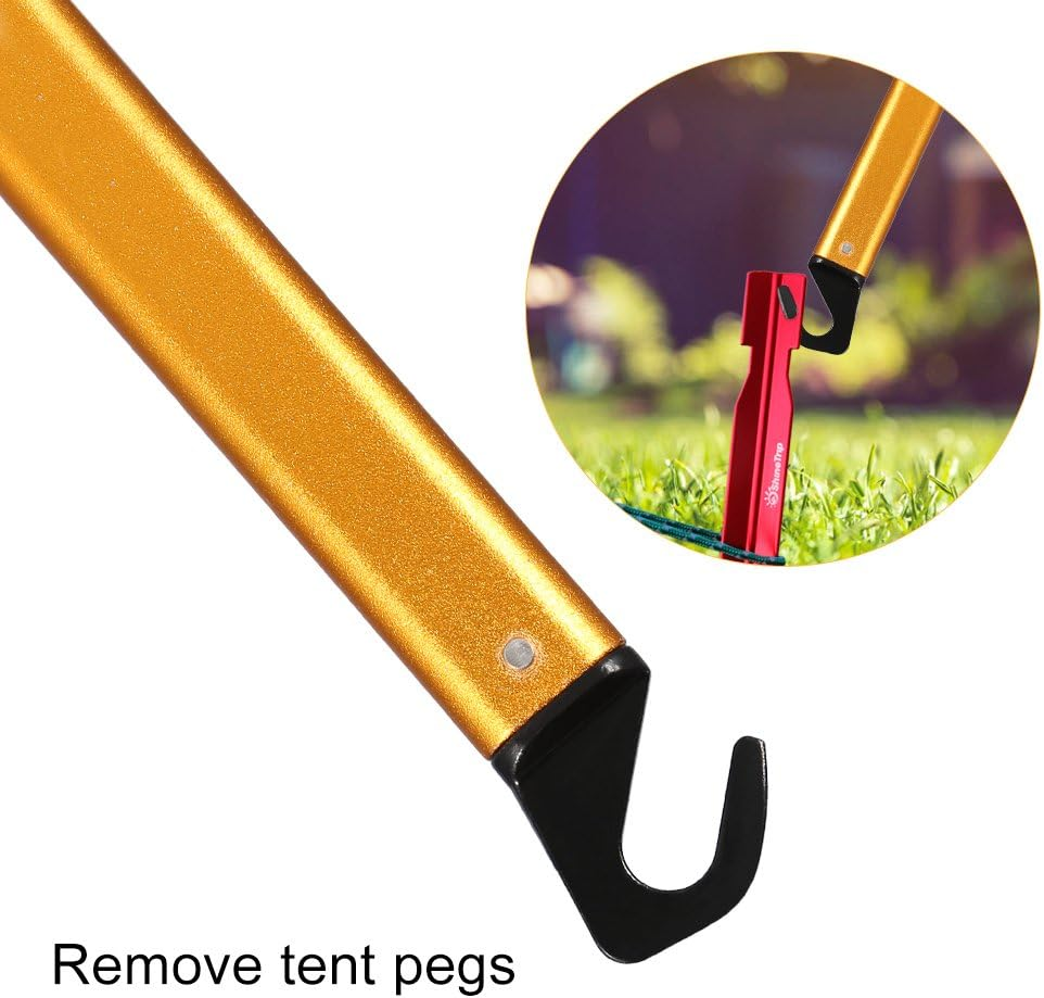 Outdoor Camping Tent Peg Stake Hammer Nail Puller Extractor Multifunctional Tool with Aluminum Handle (Color : Gold) image number 5