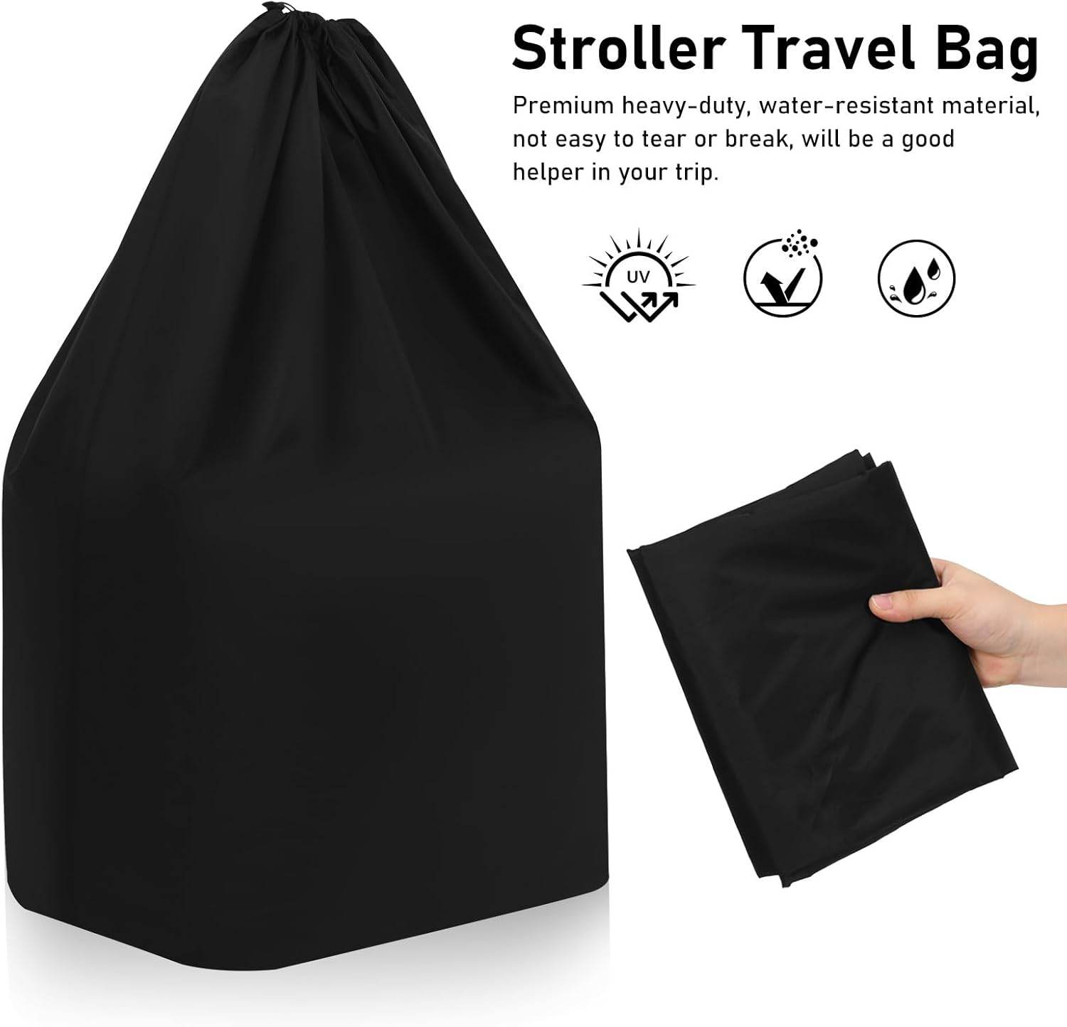 CVUTOVO Heavy-Duty Nylon Stroller Travel Organiser Bag with Dual Shoulder Straps for Airplane and Train Trips Lockable Closure and Universal Compatibility image number 3