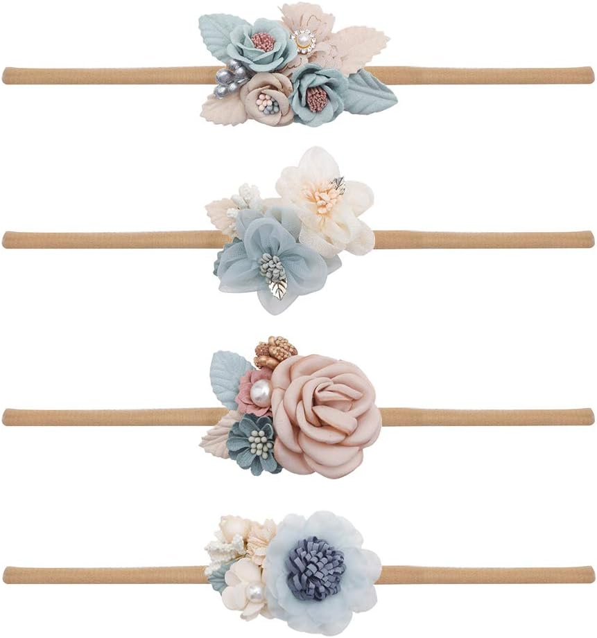 Baby Toddler Flower Headbands Bows, 10 Pack Super Stretchy Newborn Infant Girls Hair Bands by Mligril
