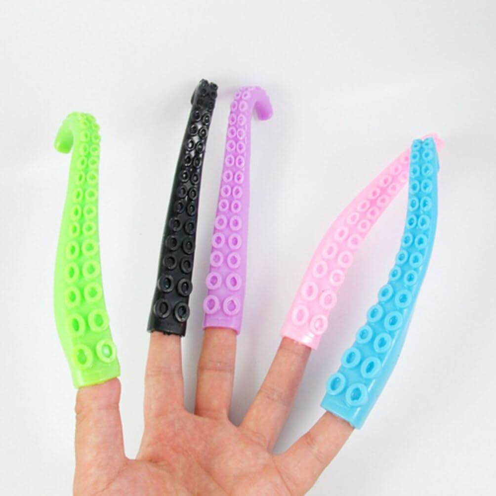 Totority Octopus Tentacle Finger Puppets Toy: Toy Tentacle Party Favors Random Color 10Pcs image number 6