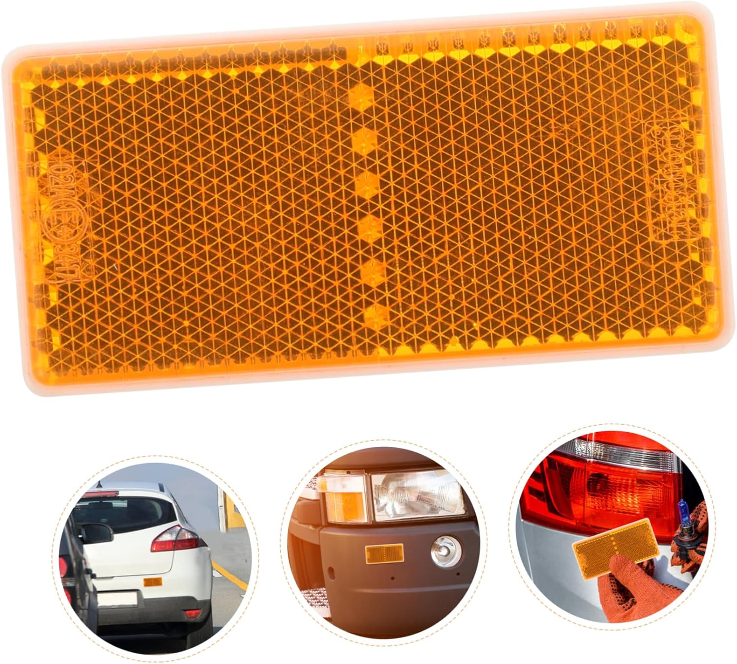 Adhesive Rectangle Reflective Sign Truck Trailer Reflector Yellow Stick-On Warning Reflectors Vehicle Safety Reflective Tape for Cars and Trucks Side Marker - Red image number 2