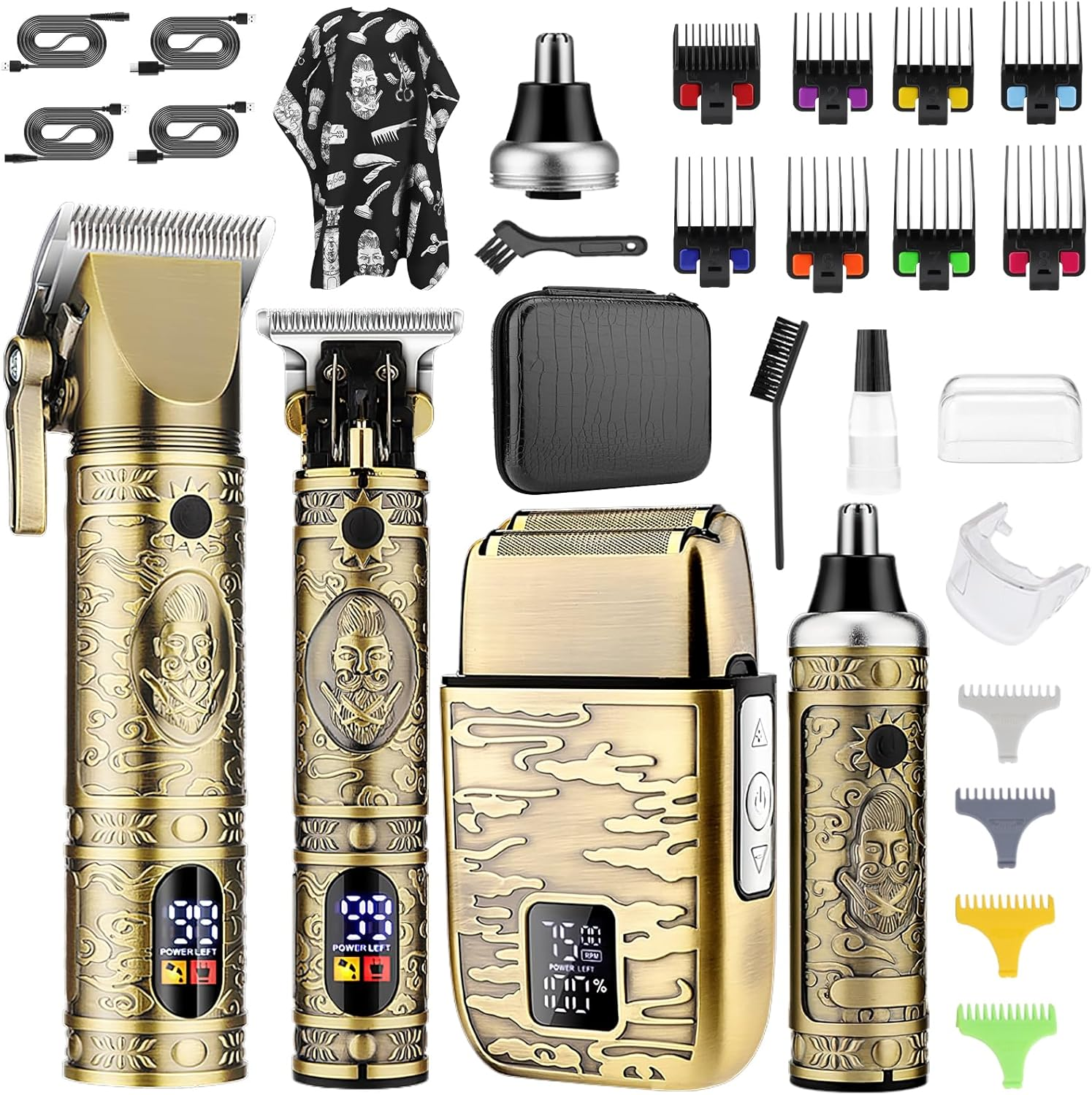 Hair Clippers for Men Cordless Professional Barber Set - USB Rechargeable T Blade Trimmer for Beard/Nose - Hair Cutting Kit Gifts for Men