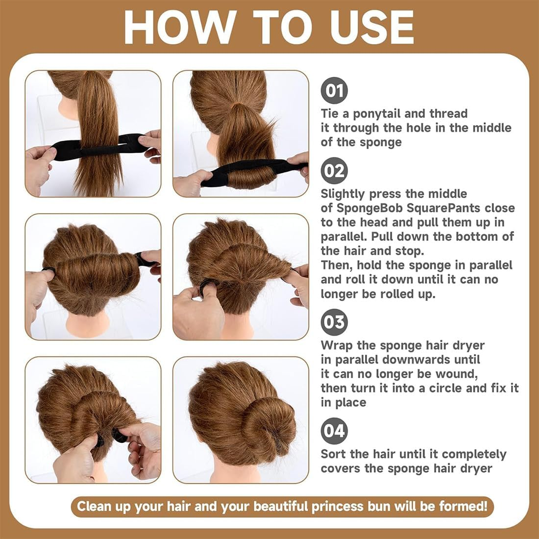 4-Piece Hair Hairstyles Set, Hair Twister, Bun Maker, Bun Maker Magic Hair, Sponge Twister, Hair Bun Maker, Hair Bun Maker, Hair Styling Doughnut Buns, Turner for Women and Girls (2 Large + 2 Small) image number 3