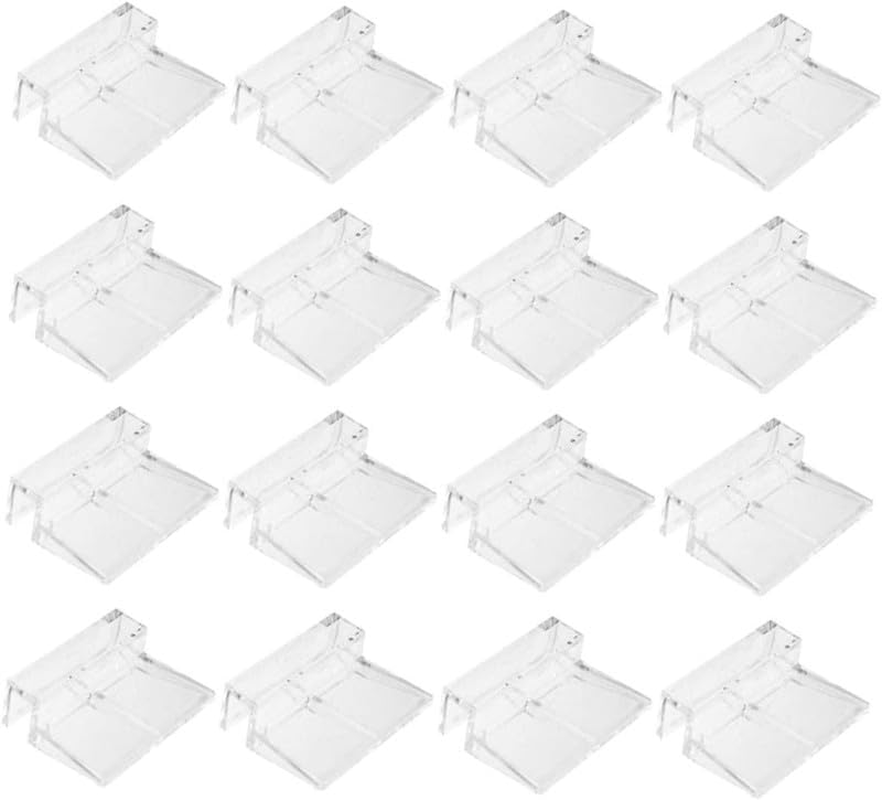 Acrylic Aquariums Fish Tank Glass Cover Clips, 16Pcs Clear Fish Tank Glass Cover Clips, Fish Tank Lid Clear Acrylic Aquarium Cover Support Clamps, 10Mm Thick