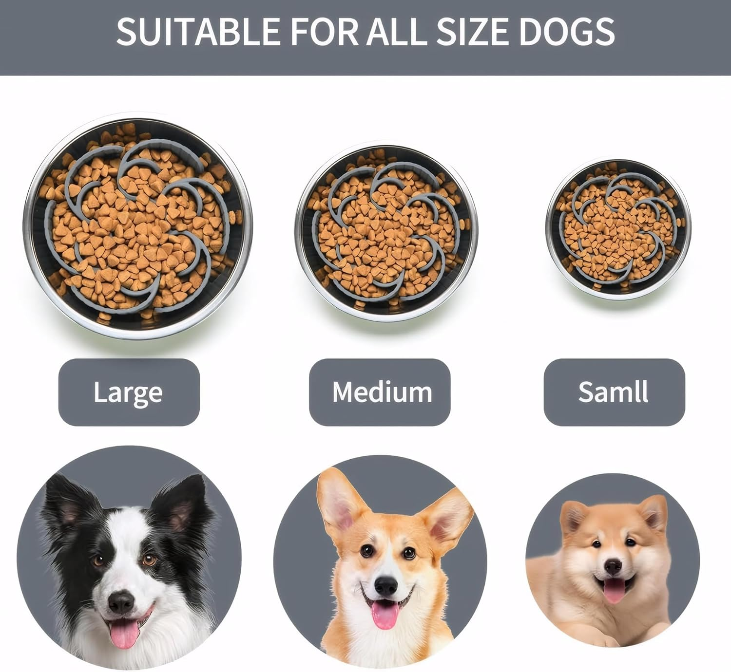 Kintiva Silicone Slow Feeder Insert for Dog Bowls, Spiral Design to Prevent Bloat & Improve Digestion (Grey) image number 6