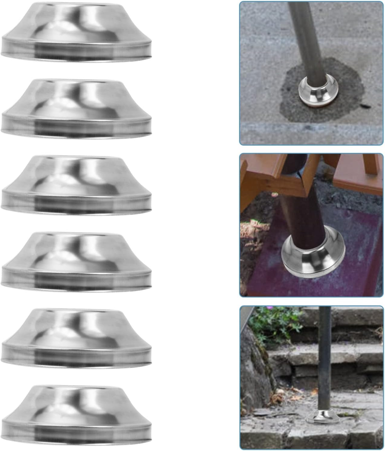 Homoyoyo 6Pcs Railing Support Post Base Trim Bracket Post Skirt round Tube Anchor image number 4