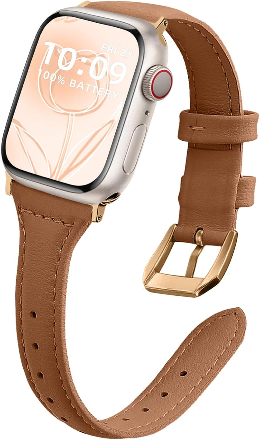 Wopail Women'S Leather Strap for Apple Watch Series 9/8/7/6/5/4/3/2/1/SE 2/SE, Replacement Strap, Slim, Lightweight Straps for 41 Mm, 40 Mm, 38 Mm