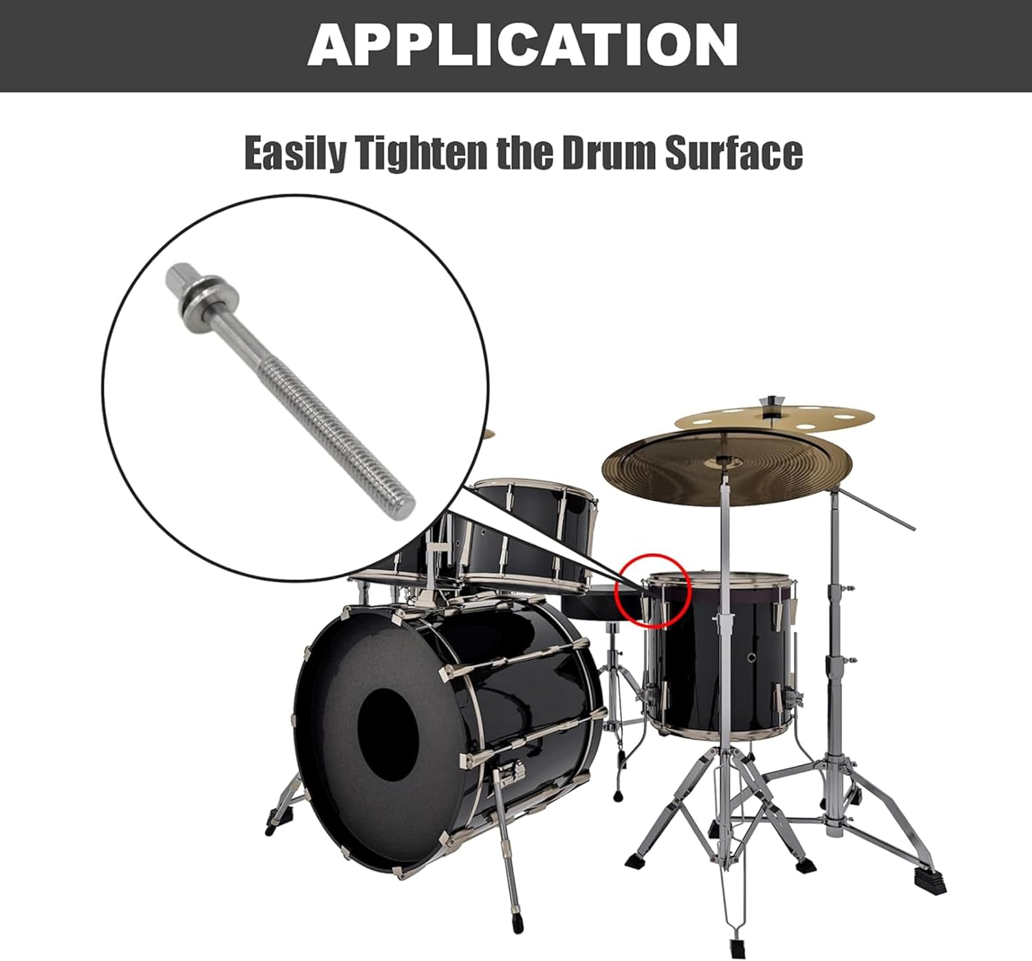 Drum Tension Rods with Washers, 6-Piece Set, Mounting Screws for Jazz and Snare Drums, Percussion Instrument Parts (50Mm) image number 4
