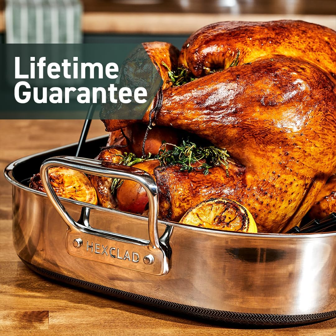 Hexclad Hybrid Nonstick Roasting Pan with Rack, Great for Broiling and Large Poultry, Dishwasher-Friendly, Oven-Safe up to 480&deg;C image number 6