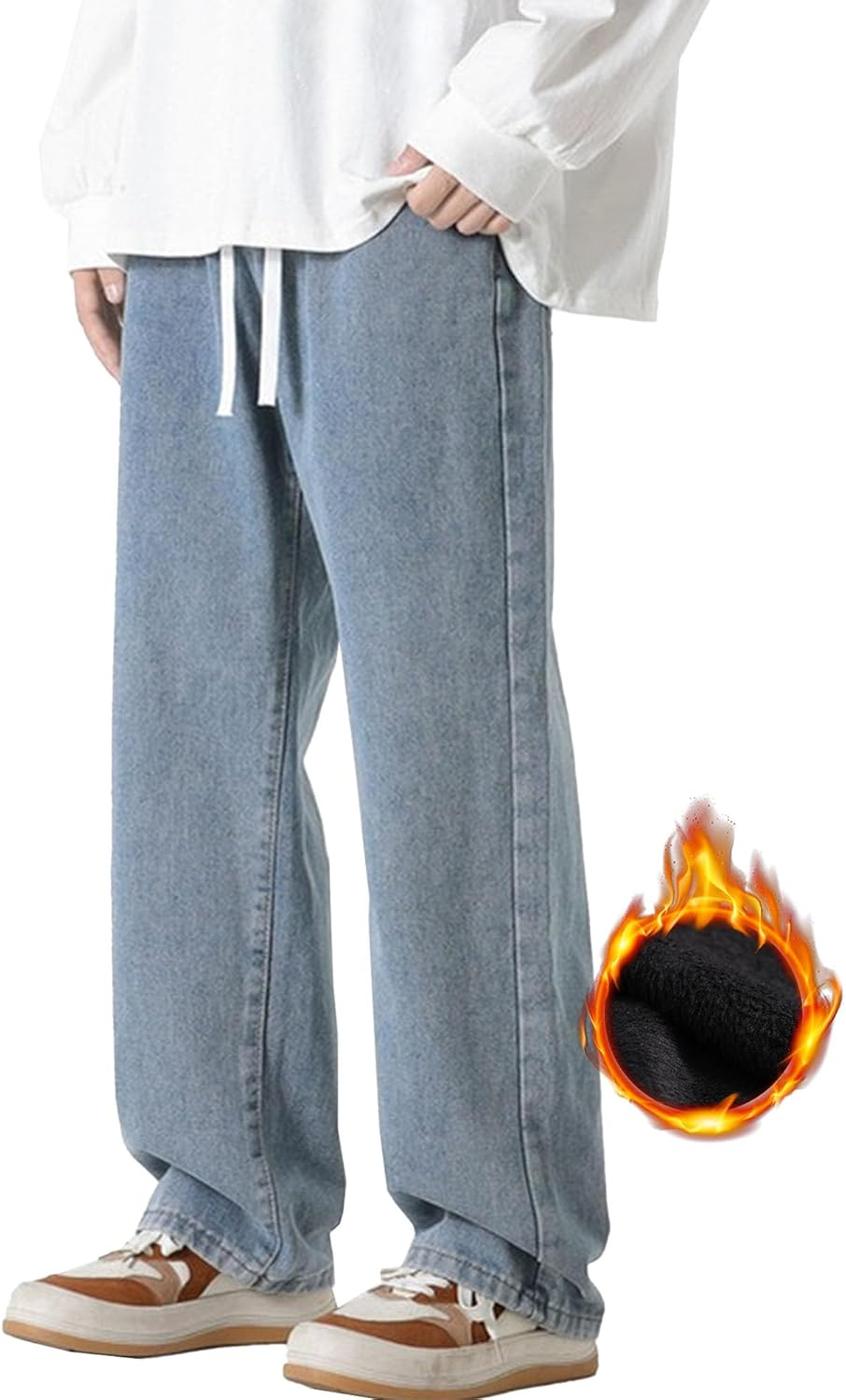 Men'S Hip Hop Skater Jeans Denim Jeans Casual Vintage Trouser, Blue, M image number 4