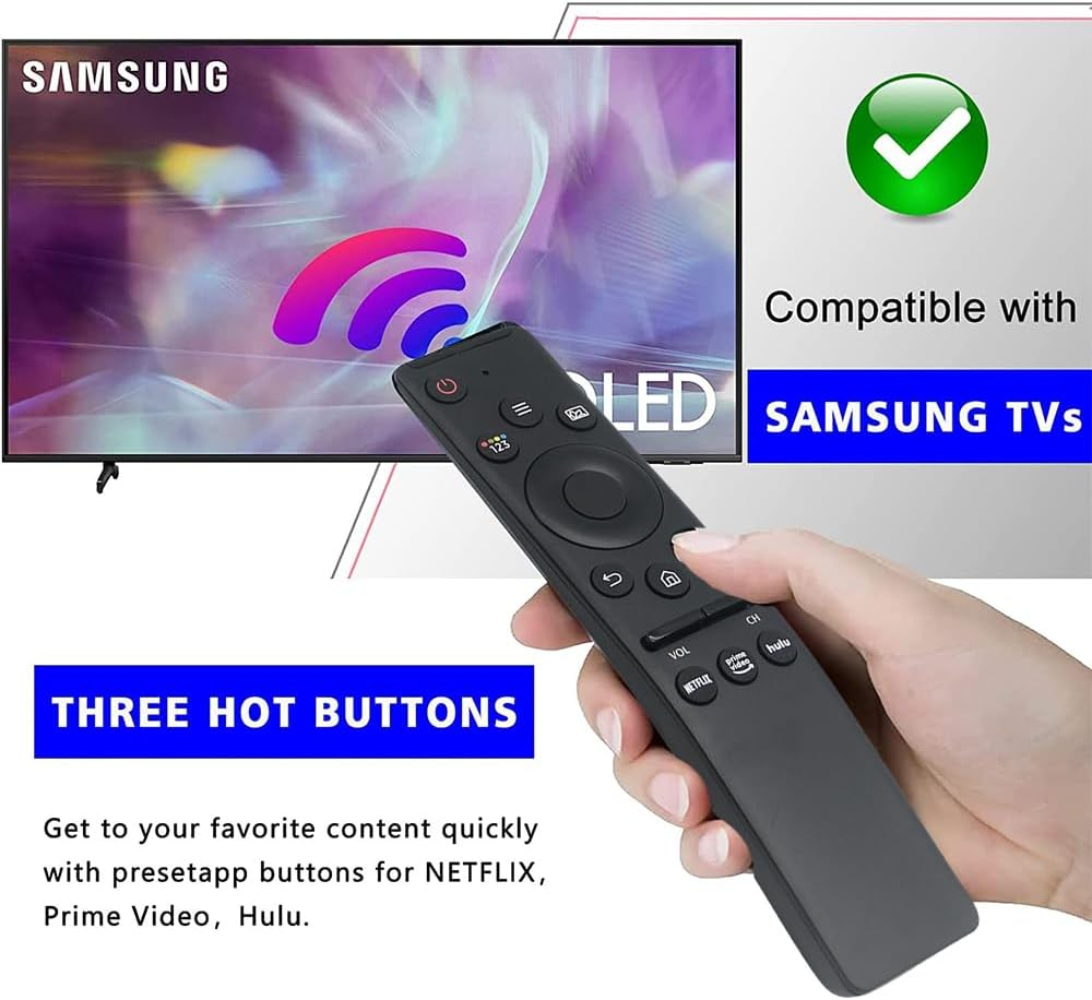 (2 Packs) Universal Remote Control for Samsung Tvs - Compatible with LED QLED UHD SUHD HDR LCD Curved Solar HDTV 4K 8K 3D Smart Tvs Equipped with Dedicated Buttons for Netflix Prime Video and Hulu image number 1