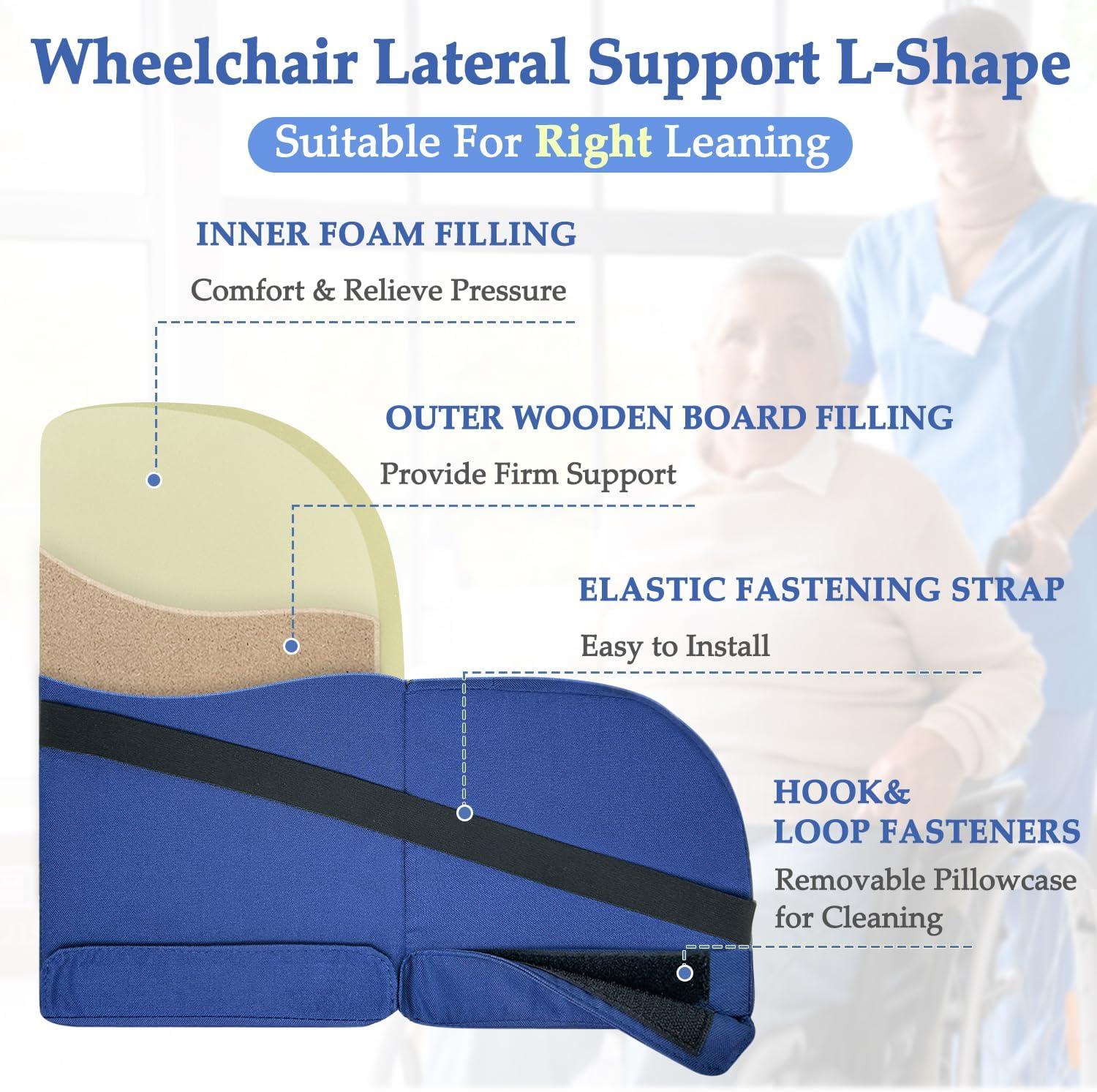 Lateral Support for Wheelchair Lateral Cushions for Seniors Wedge Pads Chair Support Attachment L Shape Padded for Wheelchair Side Right Guards Solid Panels for Elderly Positioning Better Posture (1) image number 5