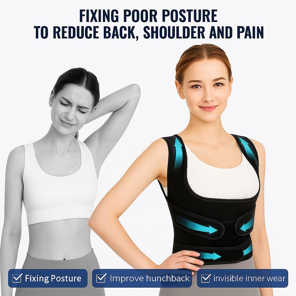 Back Brace Posture Corrector for Women and Men,Shoulder Straightener,Adjustable Full Back Support,Posture Corrector- Improve Posture Correct Hunchback Slouching under Clothes (S) image number 6