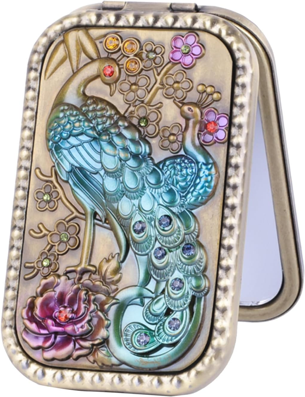 Manyakai Elegant Vintage Dual Sided Makeup Mirror Foldable Travel Mirror with Metal Frame for Women Portable Cosmetic Vanity Table Decor Type 1 One Size