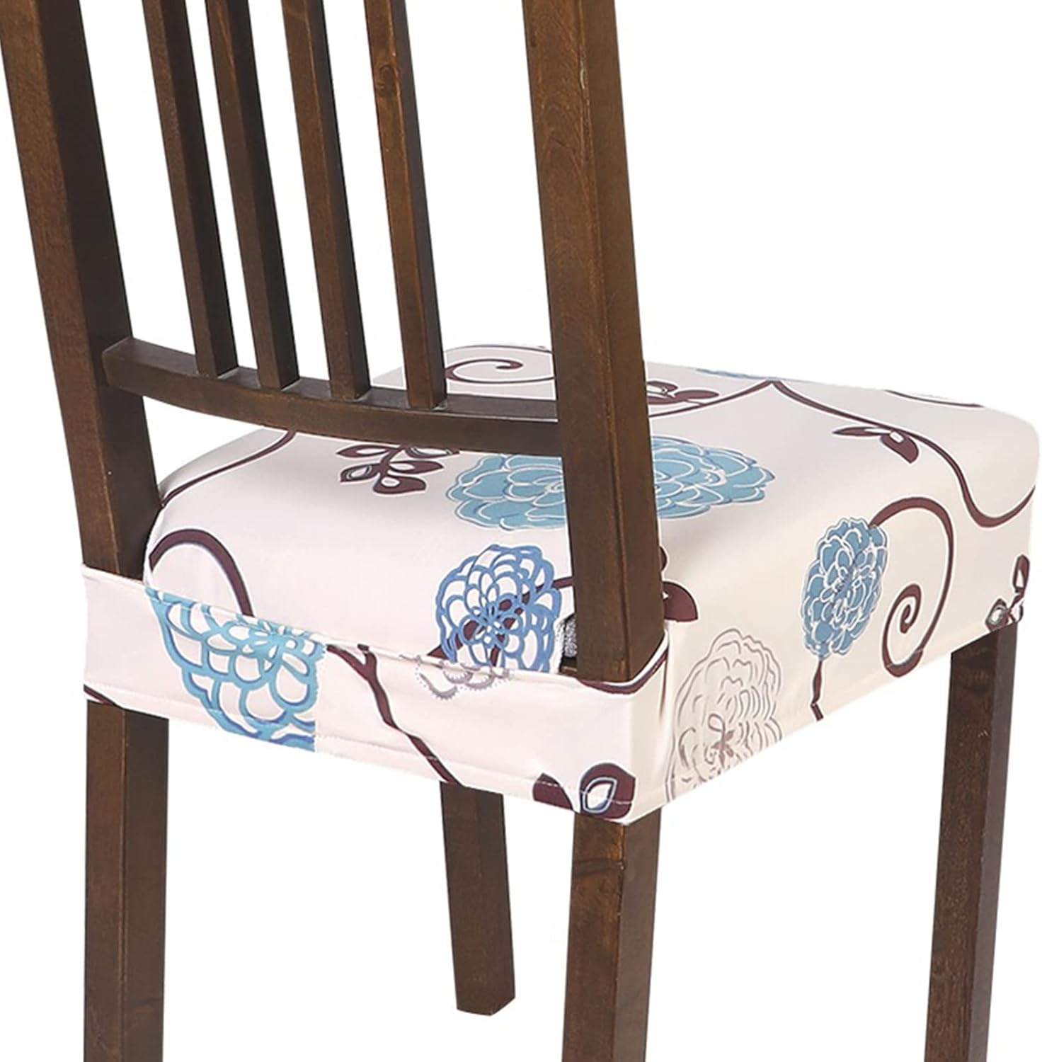 Searchi Stretch Dining Chair Seat Covers Set of 4, Soft Removable Washable Seat Covers for Dining Chairs, Dining Room Protector (Rear-Covered, Grey)