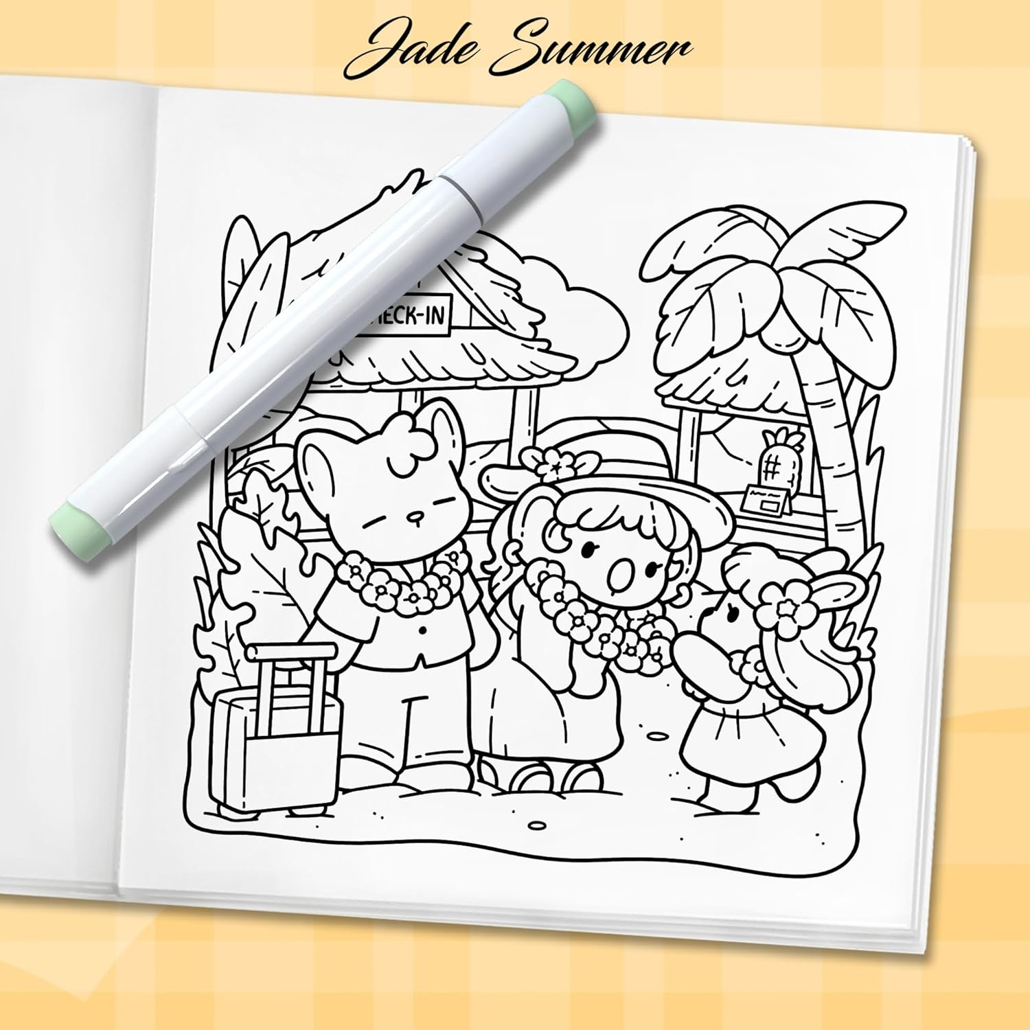 Cozy Hawaii: Cute Coloring Book for Adults and Teens with Charming Characters and Easy-To-Color Tropical Scenes for Relaxation image number 2