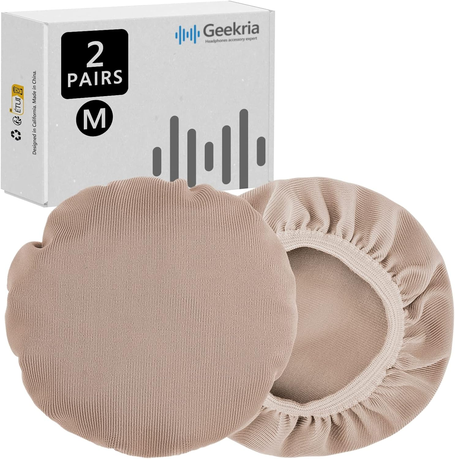 Geekria 2 Pairs Flex Fabric Headphones Ear Covers - Product Safety Certified - Washable & Stretchable Earcup Protectors for Over-Ear Headsets, Sweat Pads for Gym, Gaming (Size M/Cosmos)