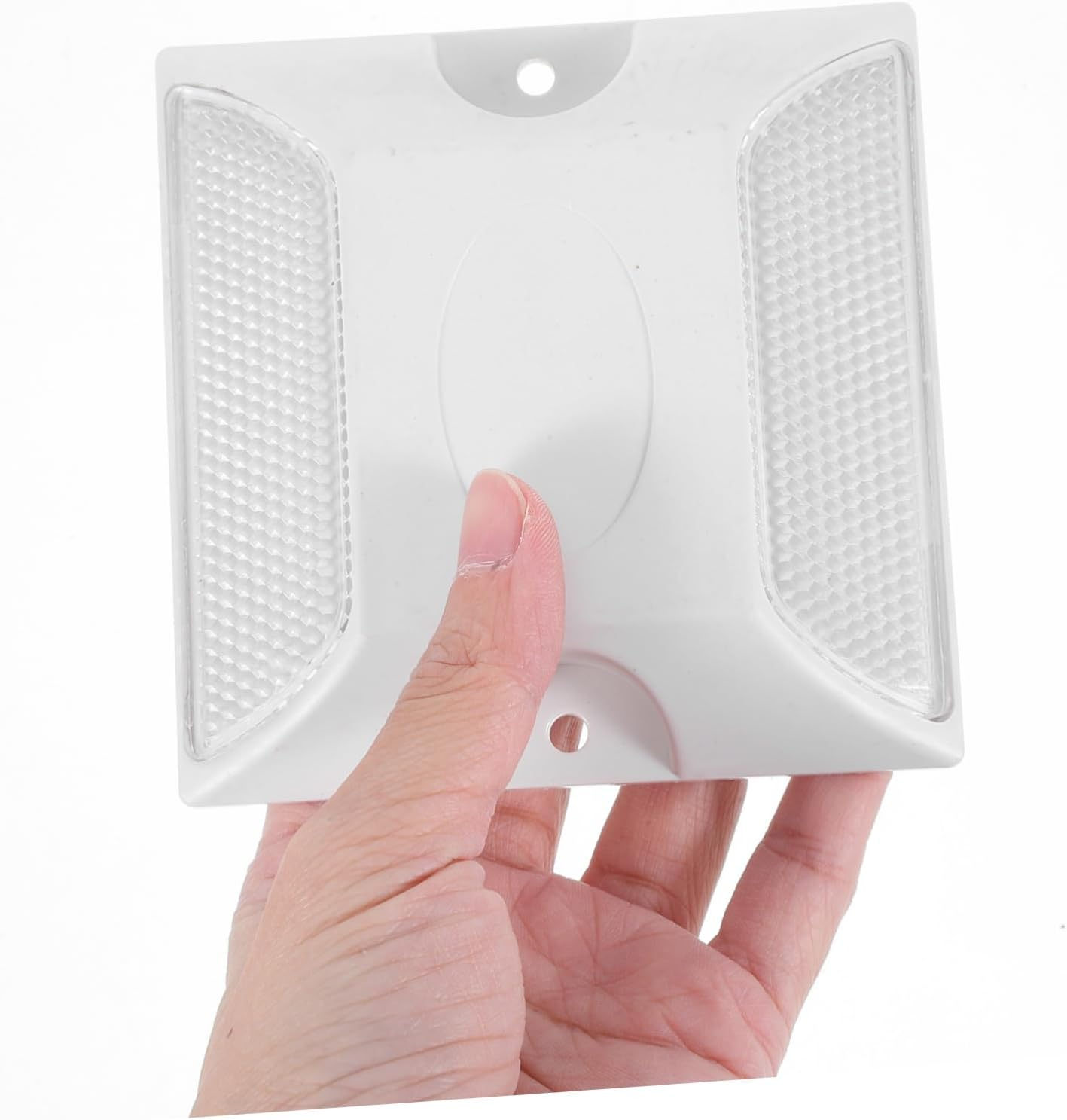 ULTECHNOVO 4 Pack White Raised Road Reflectors Emergency Driveway Markers Sturdy Abs Material Pavement Safety Sign - White image number 2