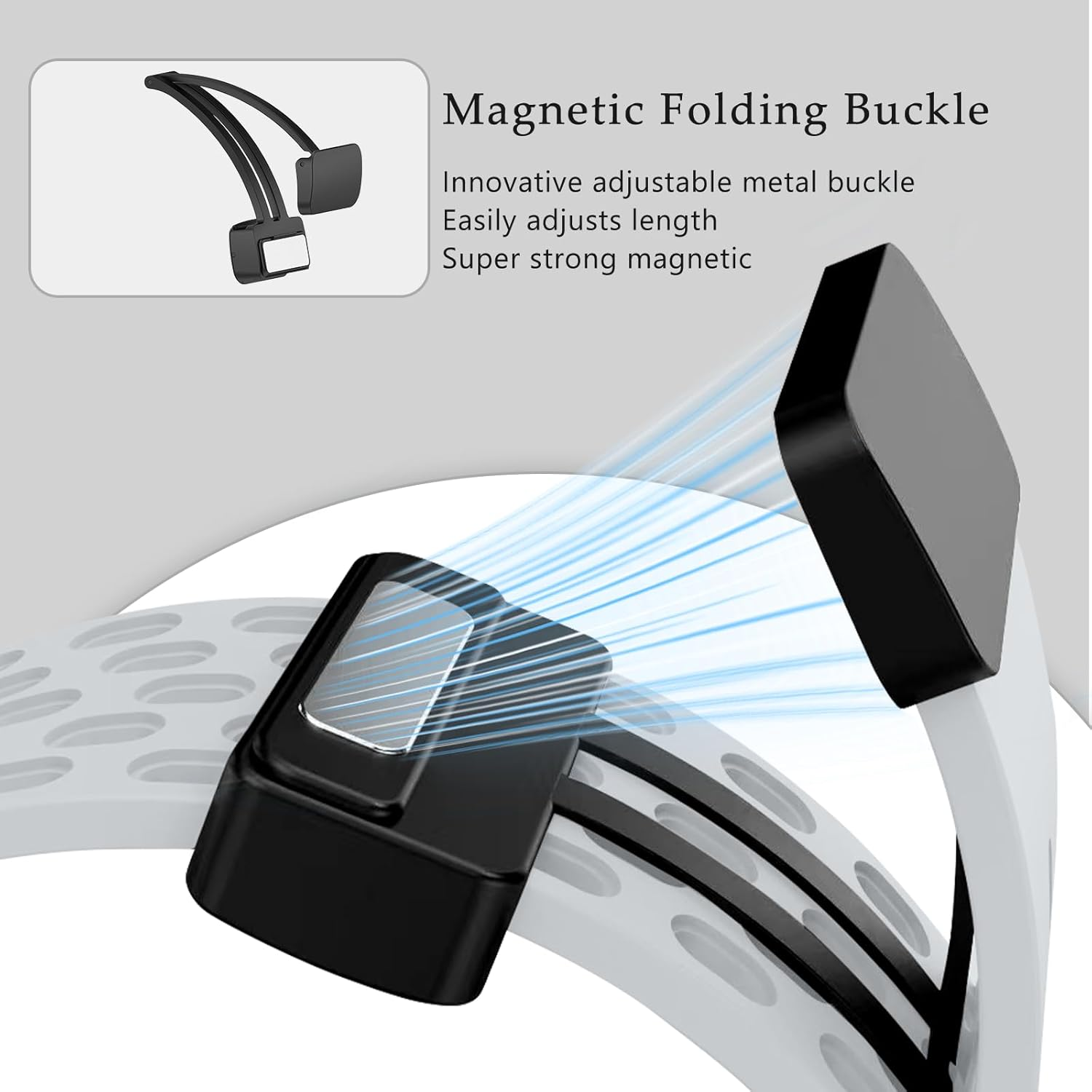 Wopail Silicone Magnetic Strap Compatible with Samsung Galaxy Watch 8 40 Mm 44 Mm Adjustable Replacement Sport Watch Strap for Samsung Galaxy Watch 8 Classic 46 Mm - Grey