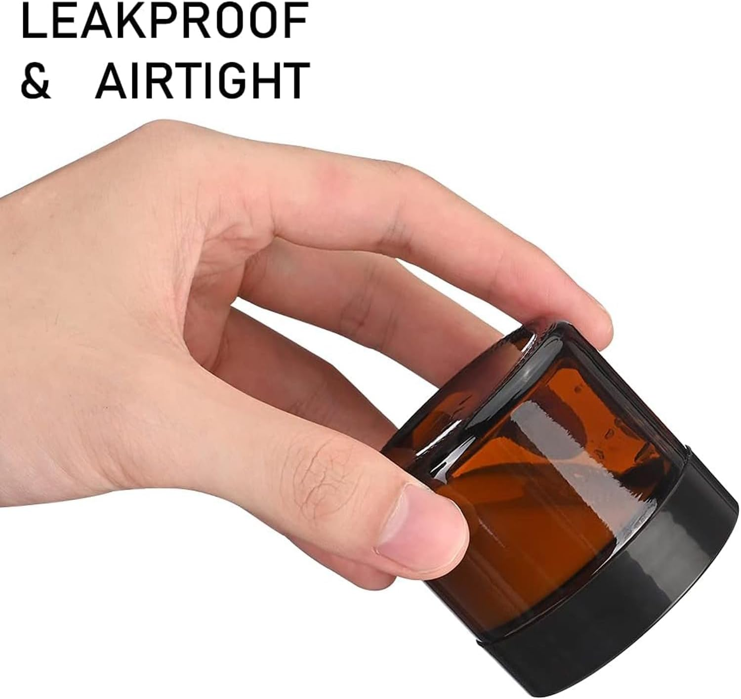 FRAKMU 6PCS 1Oz Amber Glass Jars, Empty Cosmetic Lotion Containers with Inner Liners and Black Lids, Small Containers with Lids for Creams, Mini Cosmetic Jars, Travel Size Bottles for Beauty image number 3