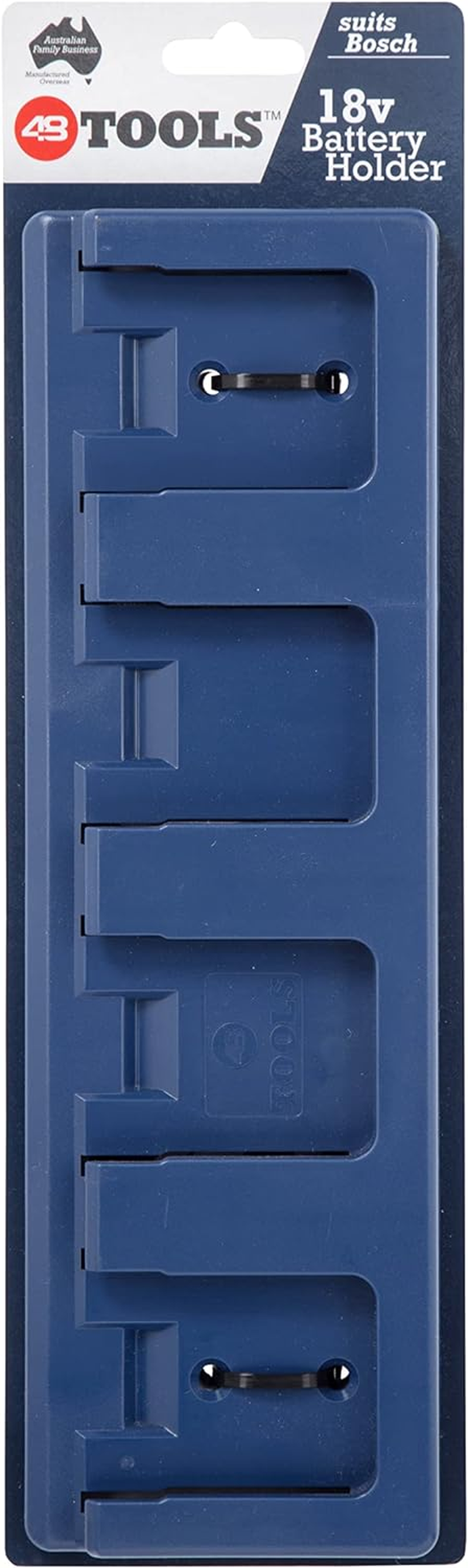 48 Tools the Original Inventers of the 4 Battery Holder Wall Mount for Bosch 18V UV Stabilised ABS Plastic, Secure Locking Mechanism, for Workshop, Truck, Van, Trailer Tool Storage image number 4