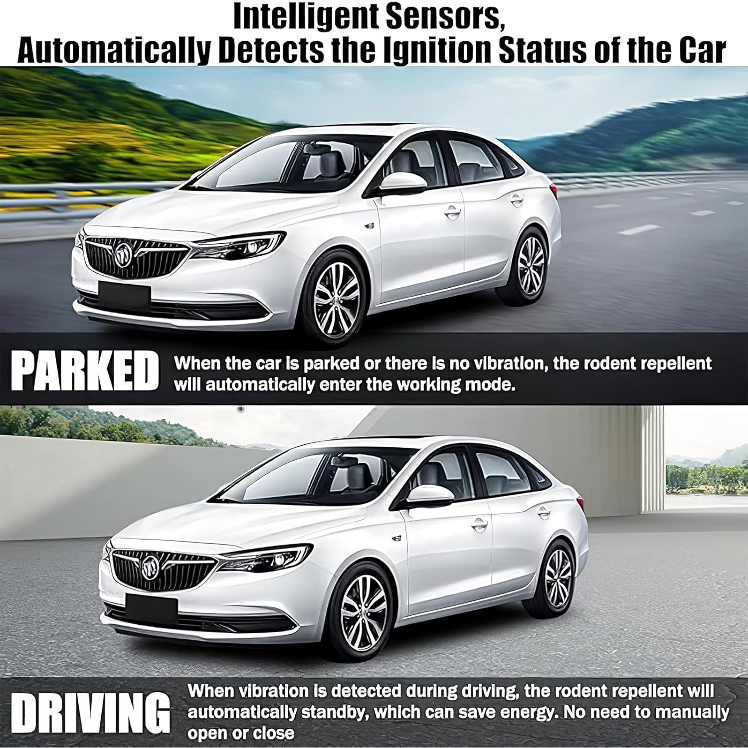 7JI 2 Pack High Frequency Battery Operated Strobe Light Rodent Repellent, under Hood Mouse Squirrel Rat Deterrent, Smart Detectio Keep Rodents Boat Garage, Out of Car, Sound Frequency 16 Khz image number 5