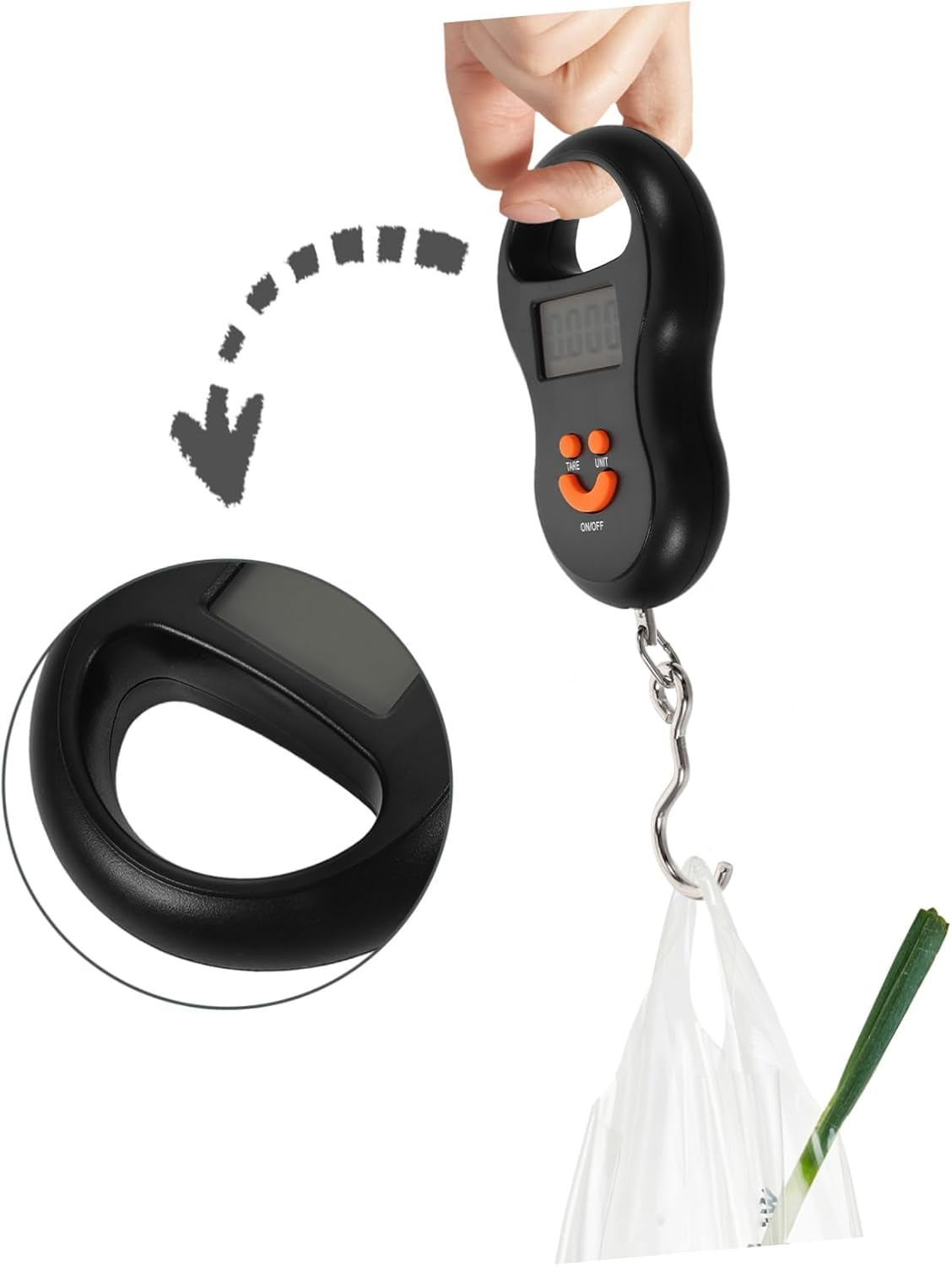WOONEKY Travel Essential Portable Scale Digital Luggage Weighing Scale Hook Black image number 4