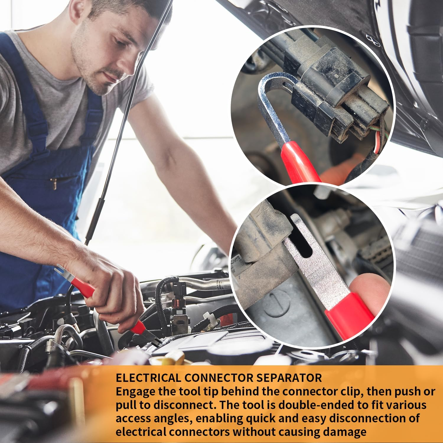 4 Pieces Electrical Disconnect Pliers for Cars, Electrical Connector Separator Tool and Automotive Electrical Connector Disconnect Pliers - Red 2Pcs image number 3