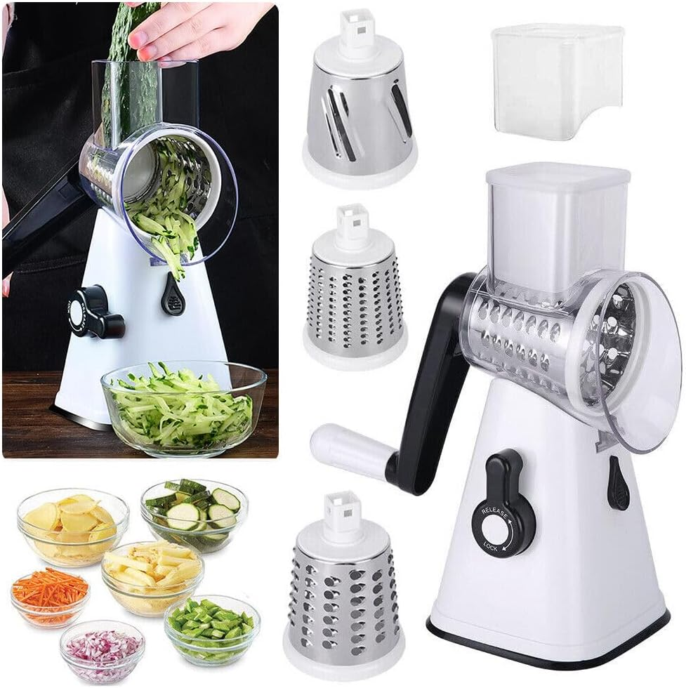 Youngly Food Manual Rotary Grater Chopper Kitchen Vegetable Fruit Slicer Cutter Shredder image number 1
