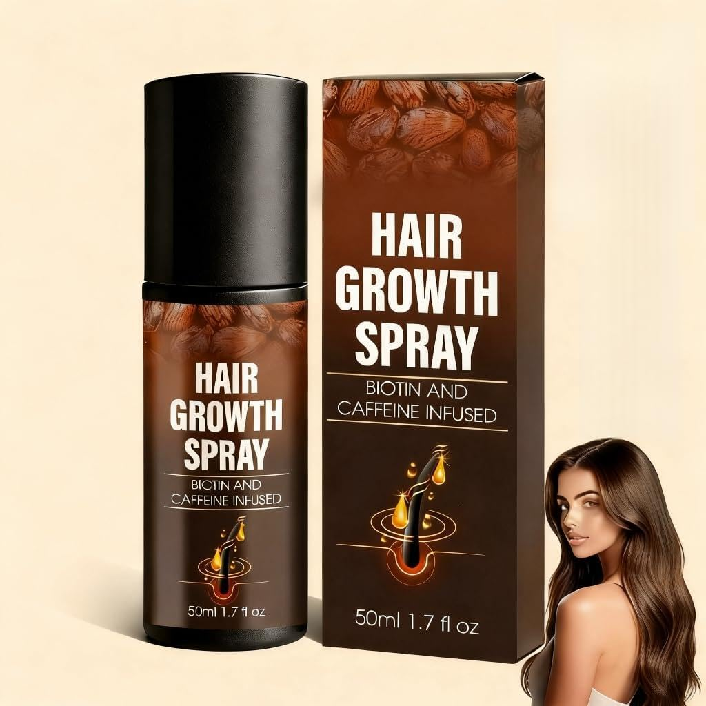 Herbs Boat Hair Growth Spray, Hair Growth Spray, with Biotin, Ginger Root Extract, He Shou Wu, Castor Oil, Reduced Shedding, Hydration and Silky Texture for Women & Men - 50Ml (1Pcs)