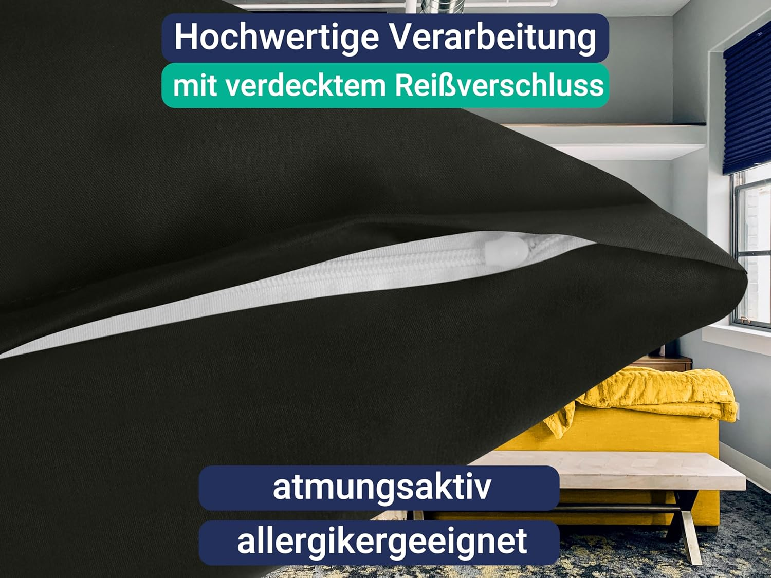 1613.2353 Bed Linen Duvet Cover 155 X 220 Cm + 80 X 80 Cm 2-Piece Set Black image number 4