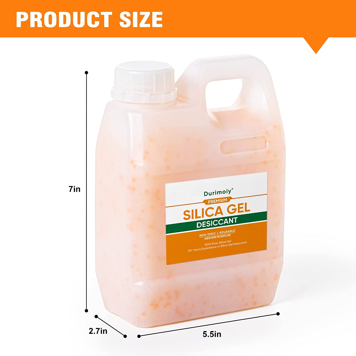 Durimoiy 2 LBS Silica Gel Beads Reusable Indicating Desiccant Beads Silica Gel Desiccant for Electronic Drying, Cabinet Storage (Industry Standard 2-4 Mm) image number 5