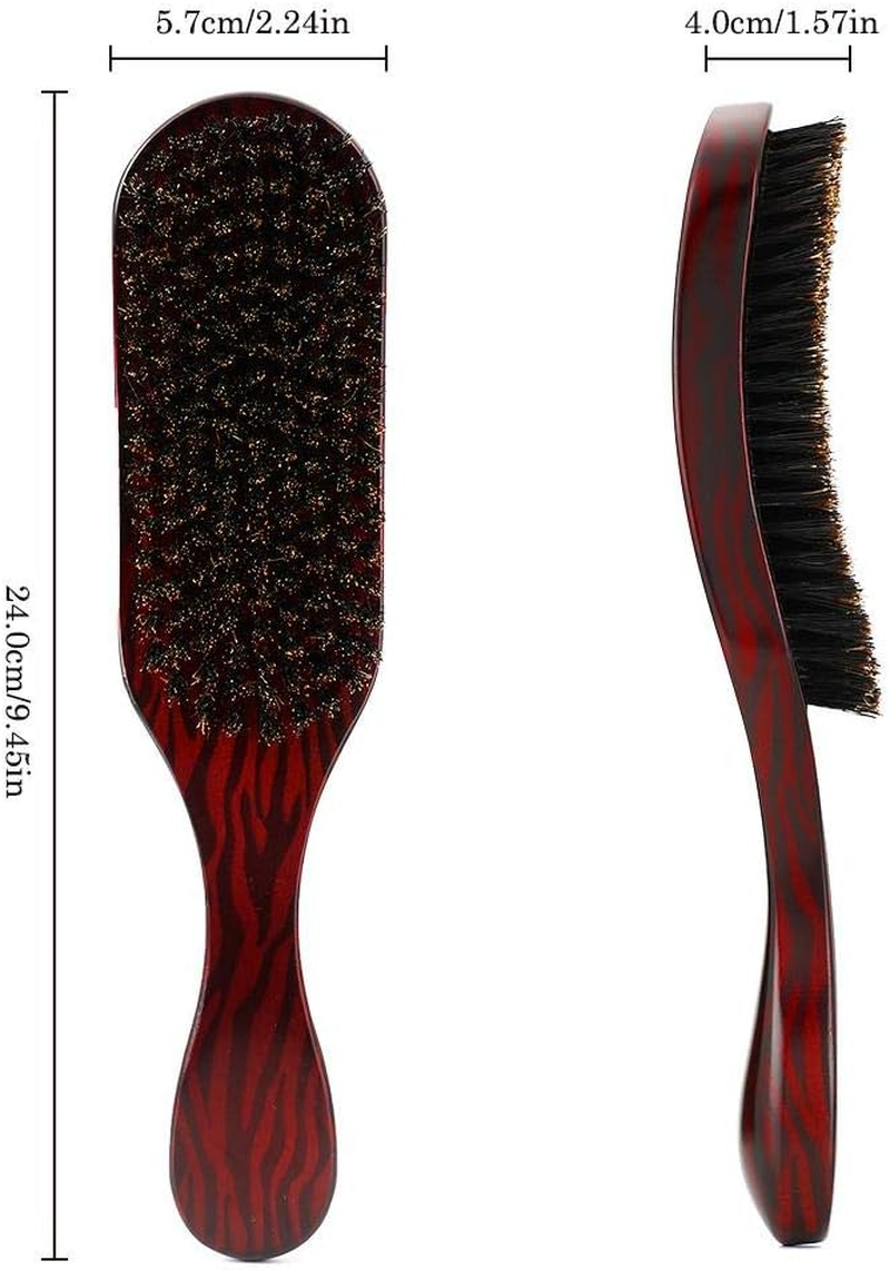 Uadme 100% Boar Bristle Hair Brush, Slick Back Wave Brush for Curly, Wet, or Damaged Hair, Massage Wood Comb for Shine, Smoothing & Reduced Breakage