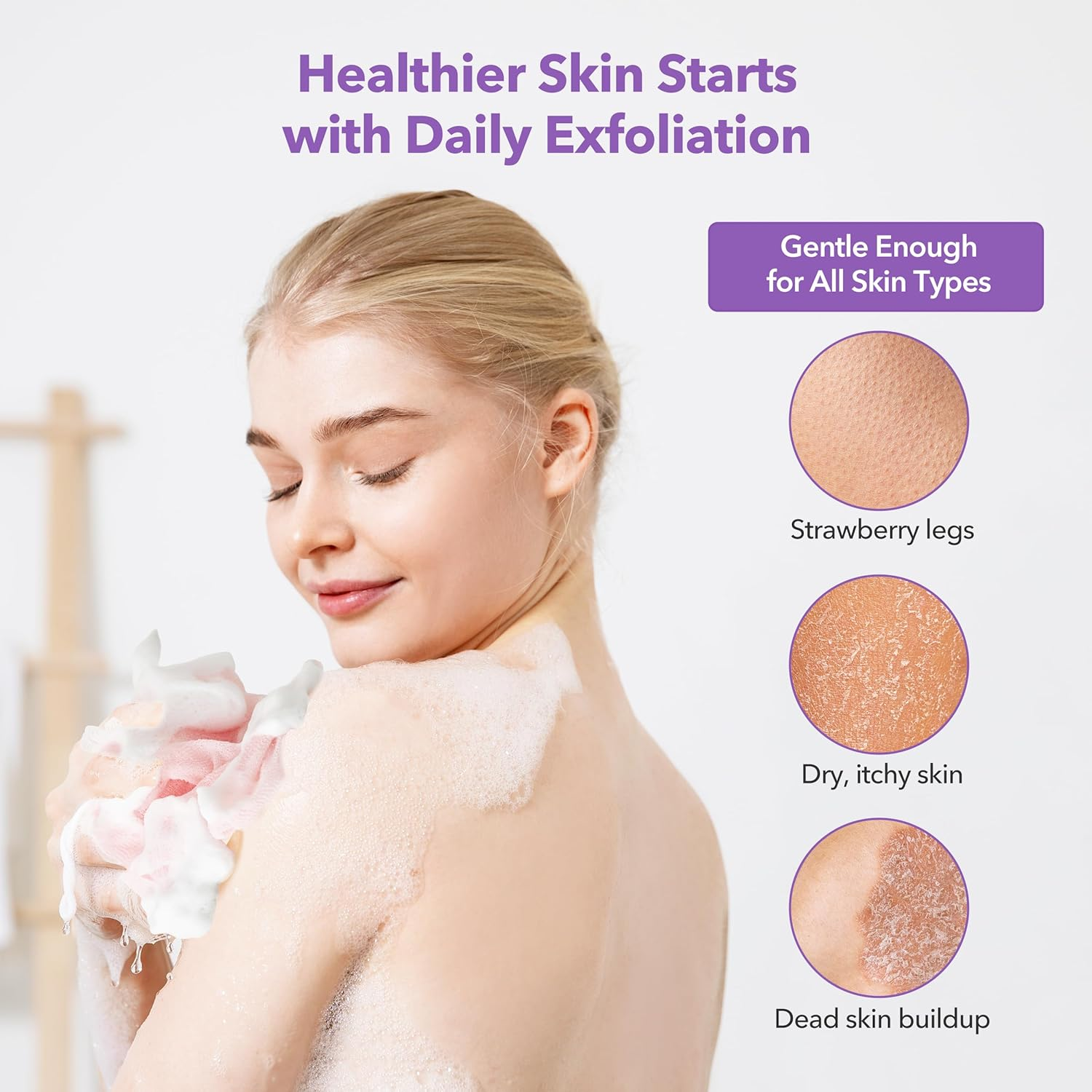 Bubblyme Korean Exfoliating Washcloths 4 Pack Body Scrubber Towels for Shower, Daily Deep Clean & Glowing Skin, Quick-Dry image number 6