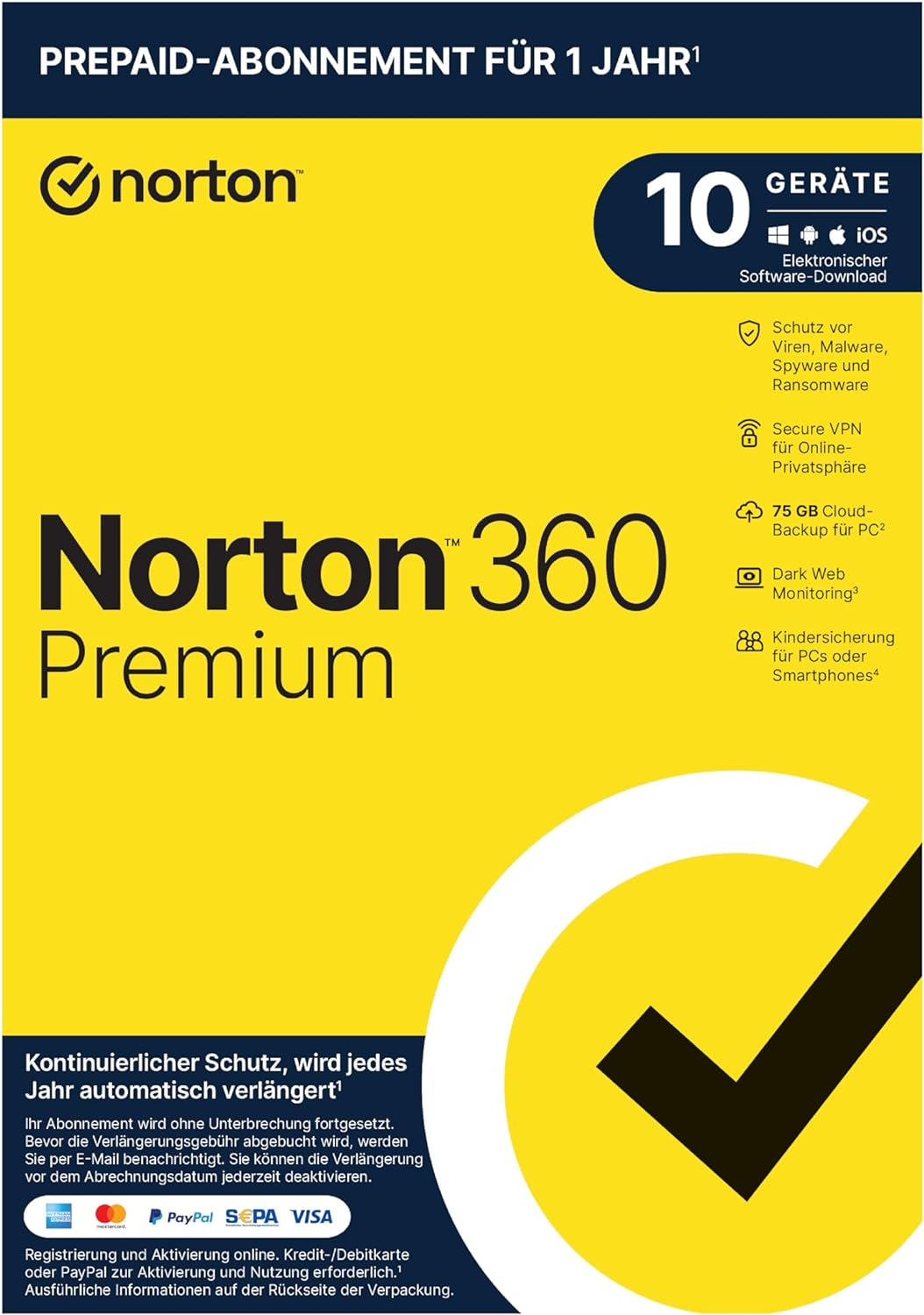 Norton 360 Premium 2022 10 Devices 1 Year with Automatic Renewal Includes Secure VPN Password Manager - Pcs, Mac, Smartphones, Tablets by Post image number 5
